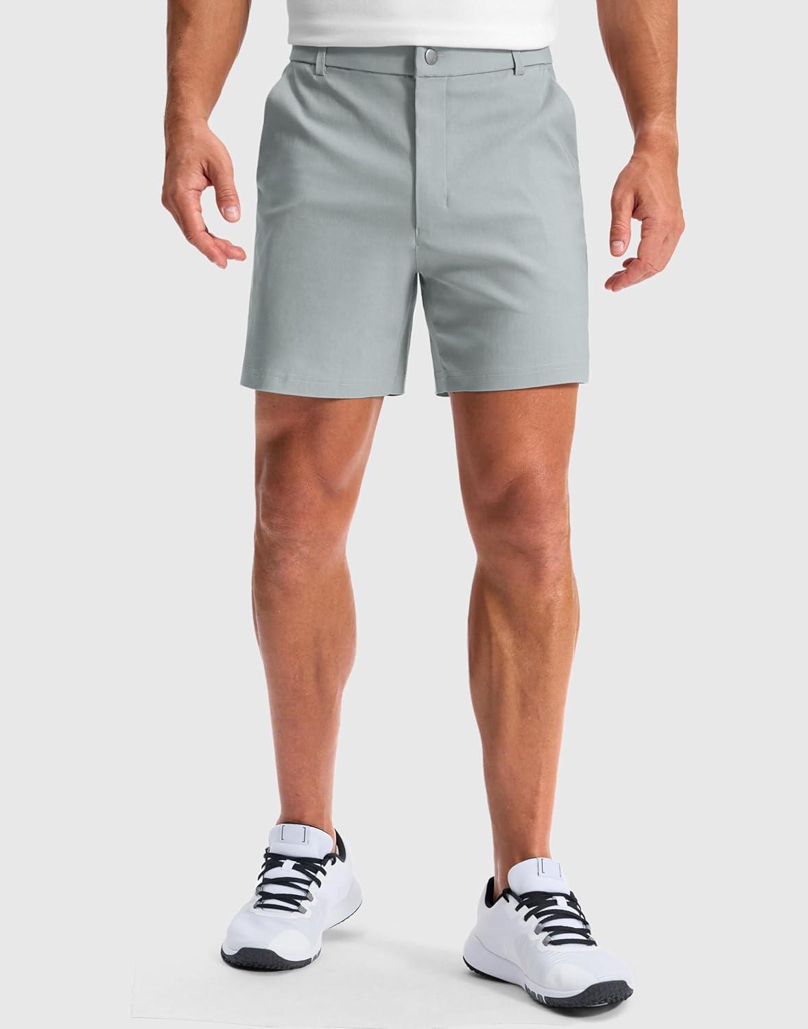 imageG Gradual Mens Golf Dress Shorts 5 7 9 Stretch Casual Work Flat Front Shorts for Men with 3 Pockets Quick DryLight Grey