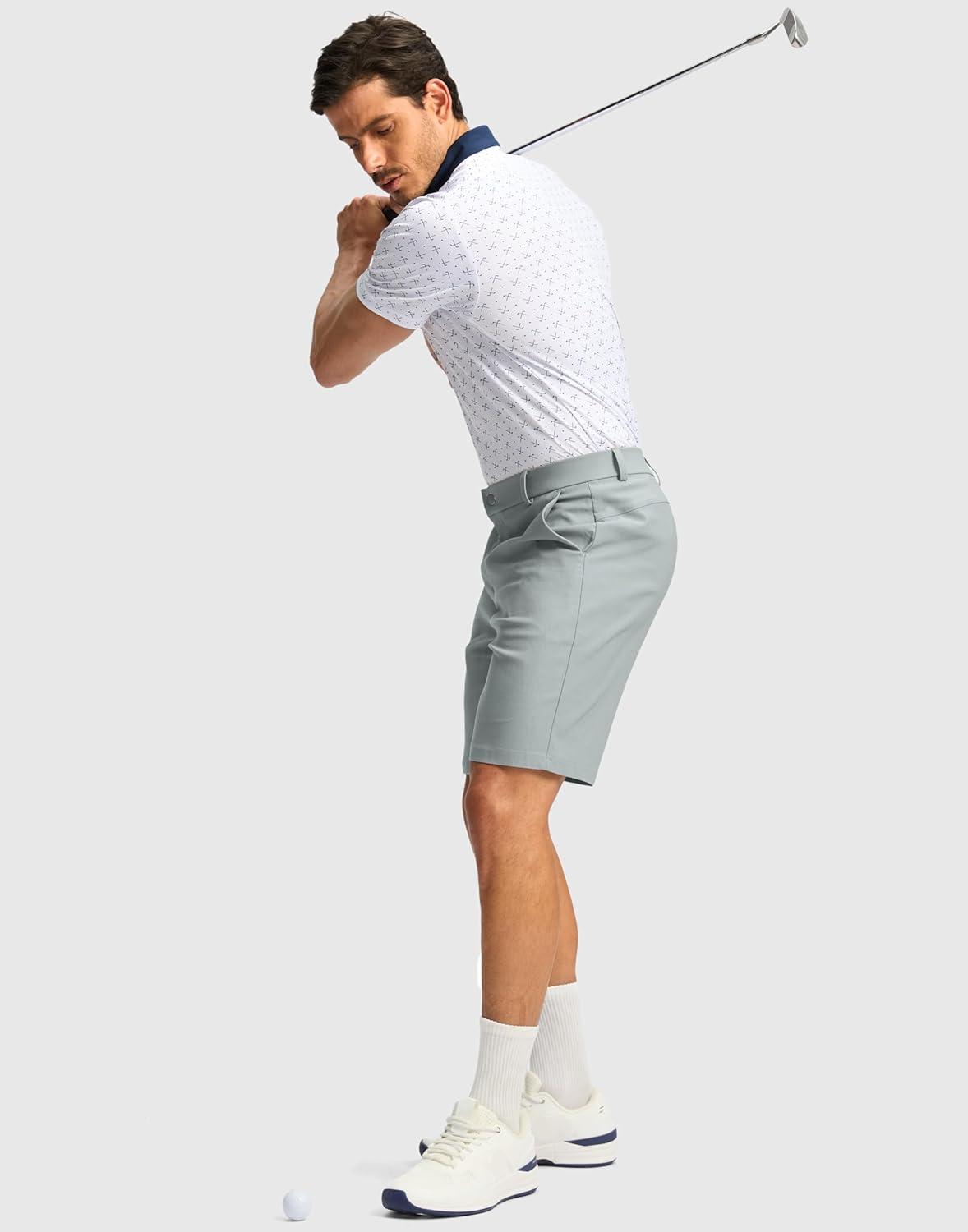 imageG Gradual Mens Golf Dress Shorts 5 7 9 Stretch Casual Work Flat Front Shorts for Men with 3 Pockets Quick DryLight Grey
