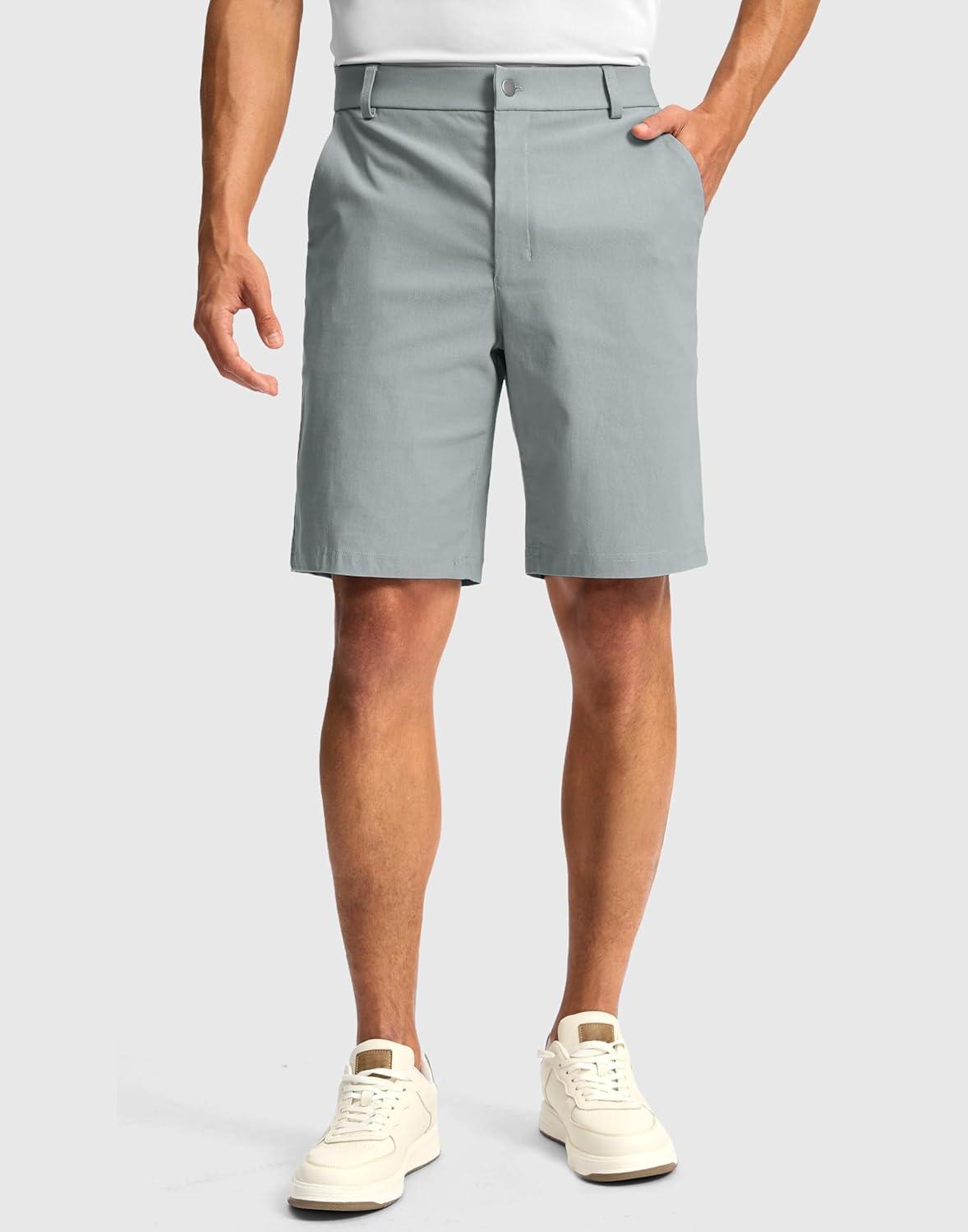 imageG Gradual Mens Golf Dress Shorts 5 7 9 Stretch Casual Work Flat Front Shorts for Men with 3 Pockets Quick DryLight Grey