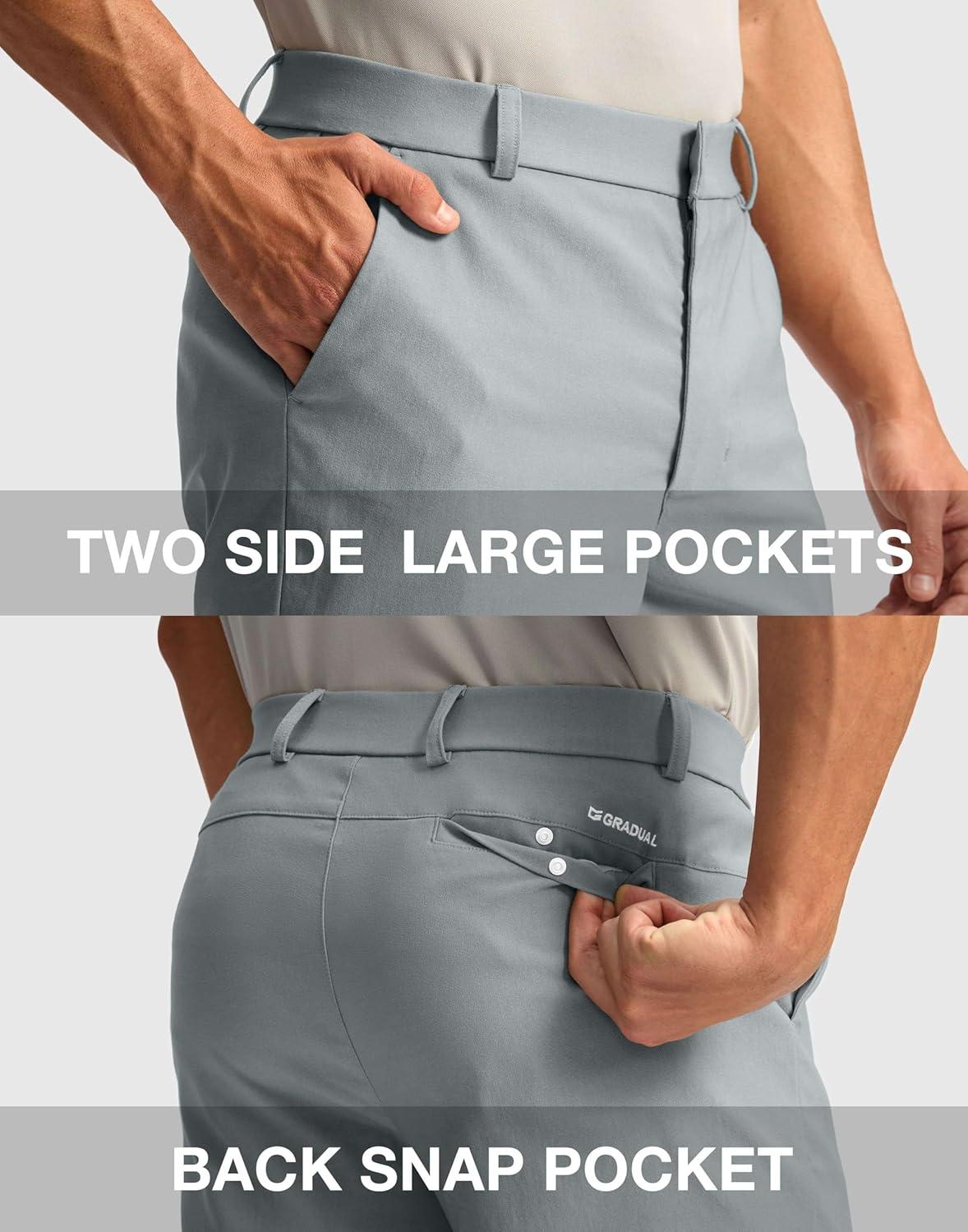 imageG Gradual Mens Golf Dress Shorts 5 7 9 Stretch Casual Work Flat Front Shorts for Men with 3 Pockets Quick DryLight Grey