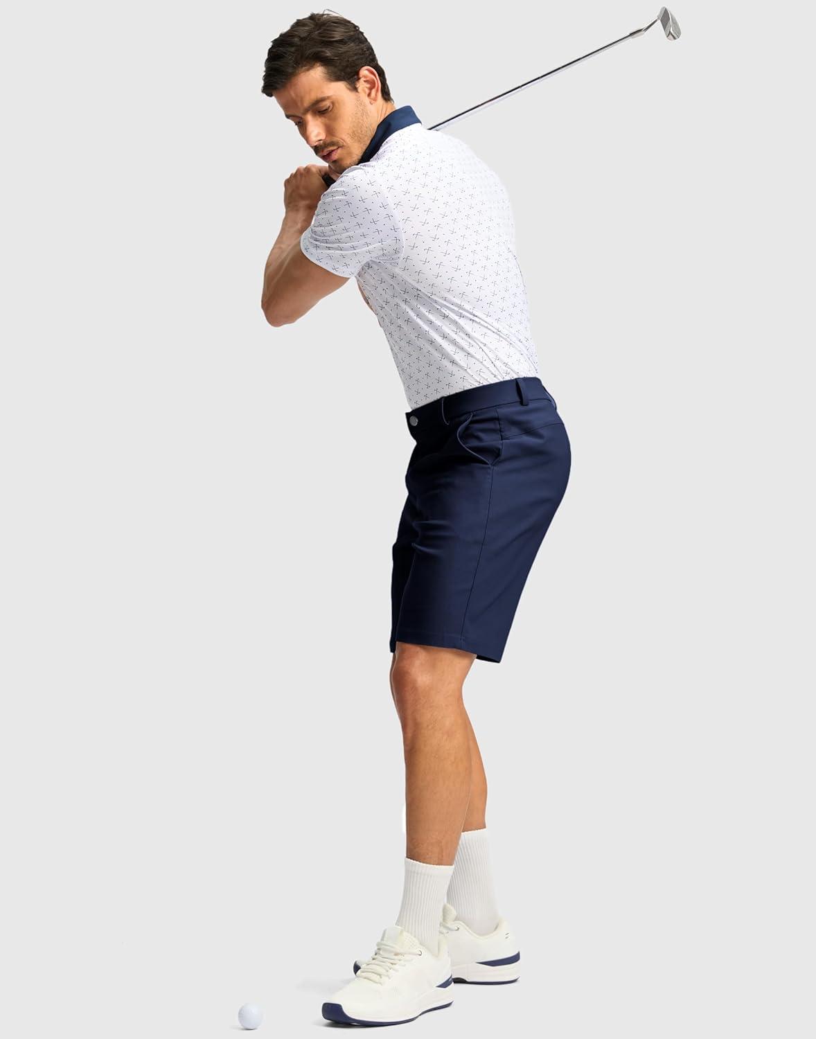 imageG Gradual Mens Golf Dress Shorts 5 7 9 Stretch Casual Work Flat Front Shorts for Men with 3 Pockets Quick DryNavy