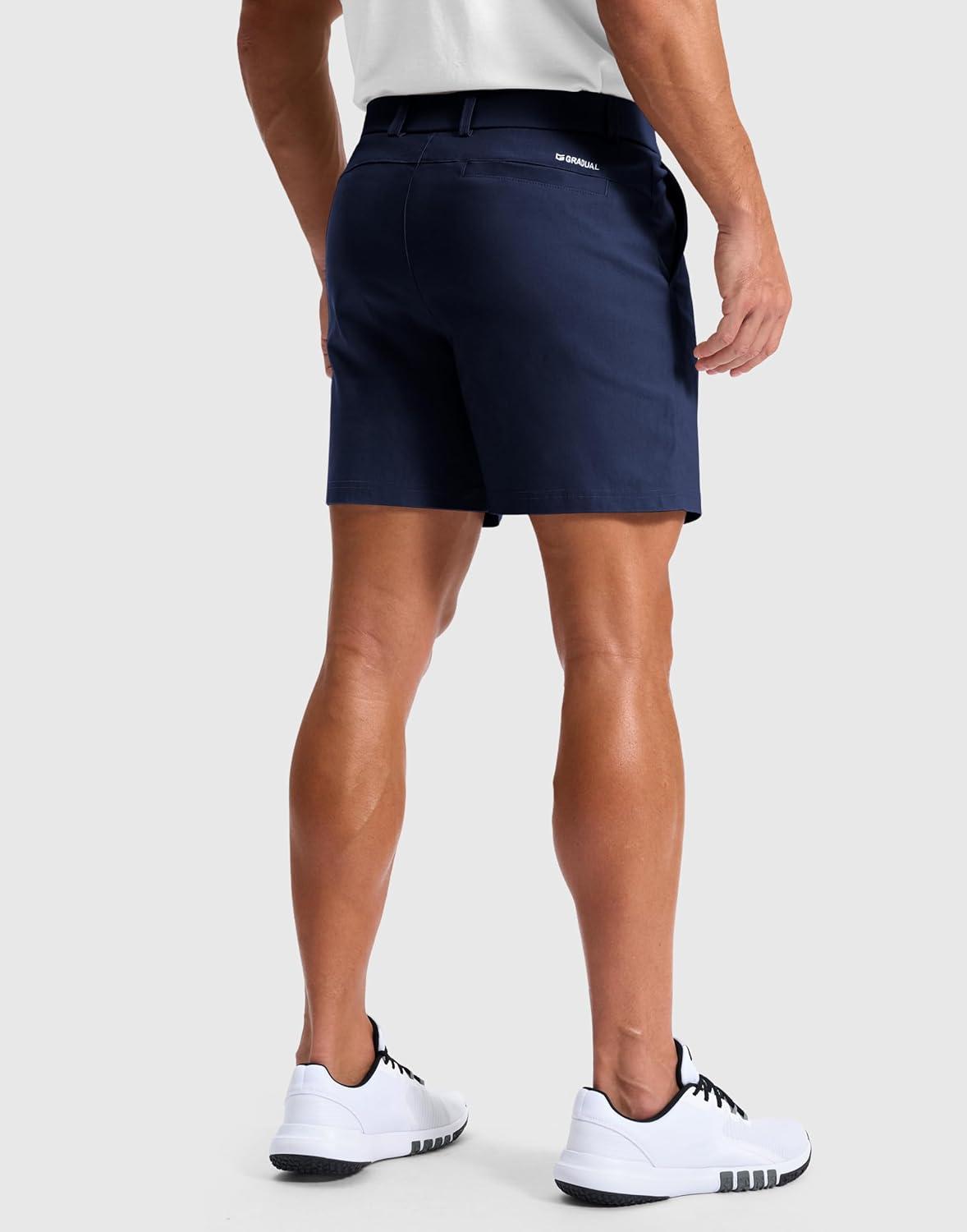 imageG Gradual Mens Golf Dress Shorts 5 7 9 Stretch Casual Work Flat Front Shorts for Men with 3 Pockets Quick DryNavy