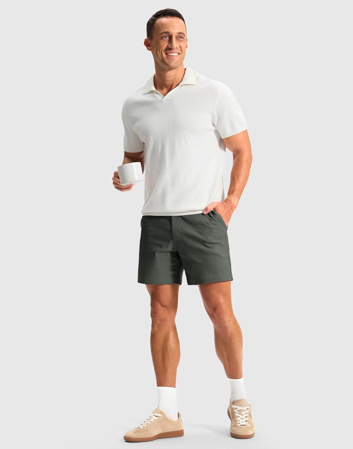imageG Gradual Mens Golf Dress Shorts 5 7 9 Stretch Casual Work Flat Front Shorts for Men with 3 Pockets Quick DrySage Green
