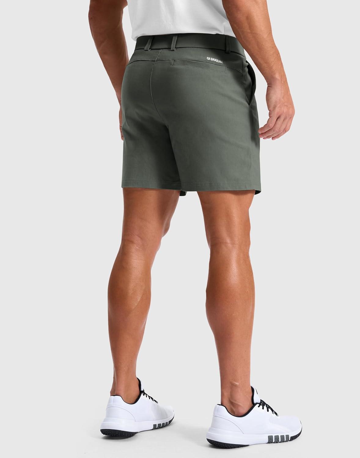 imageG Gradual Mens Golf Dress Shorts 5 7 9 Stretch Casual Work Flat Front Shorts for Men with 3 Pockets Quick DrySage Green