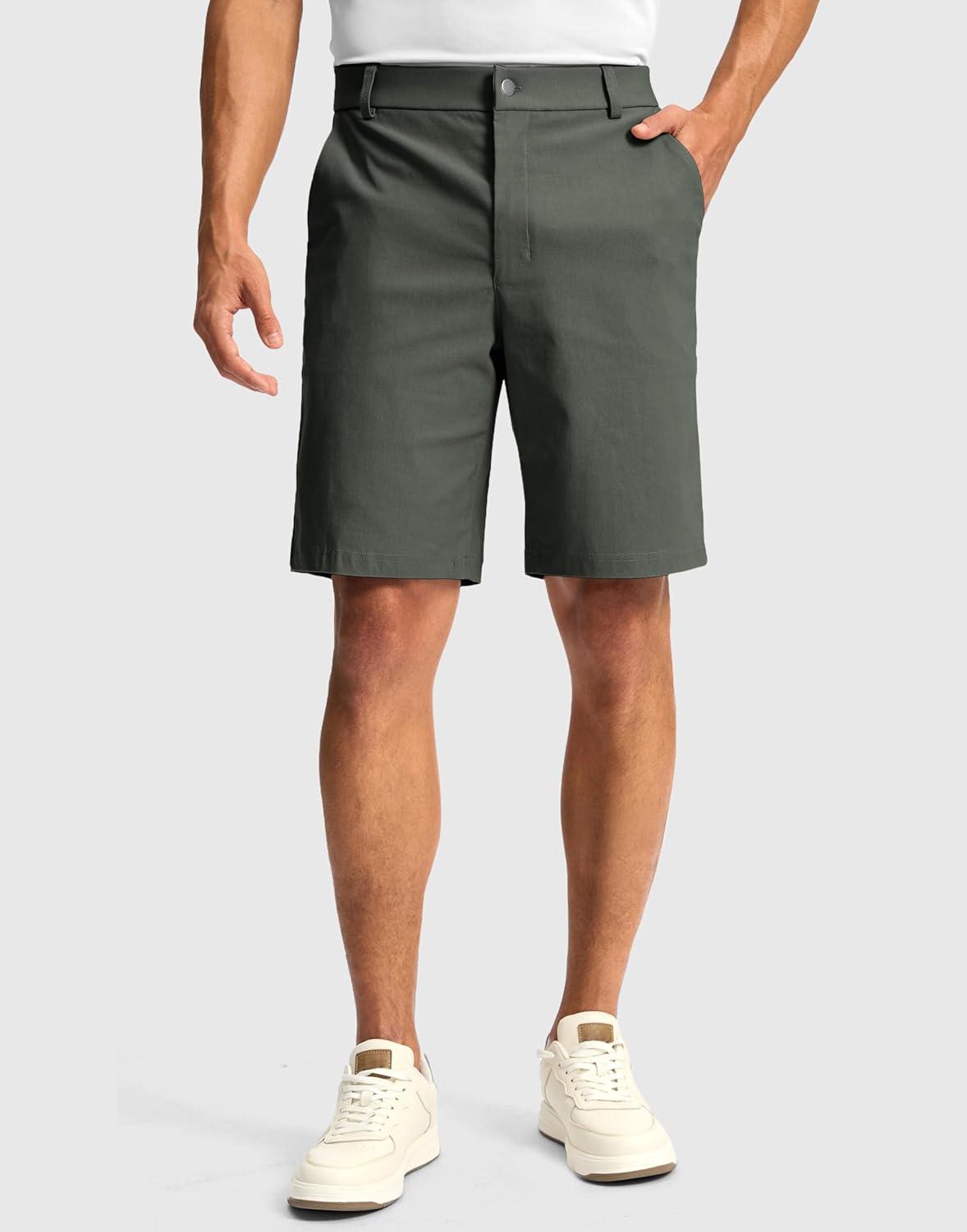 imageG Gradual Mens Golf Dress Shorts 5 7 9 Stretch Casual Work Flat Front Shorts for Men with 3 Pockets Quick DrySage Green