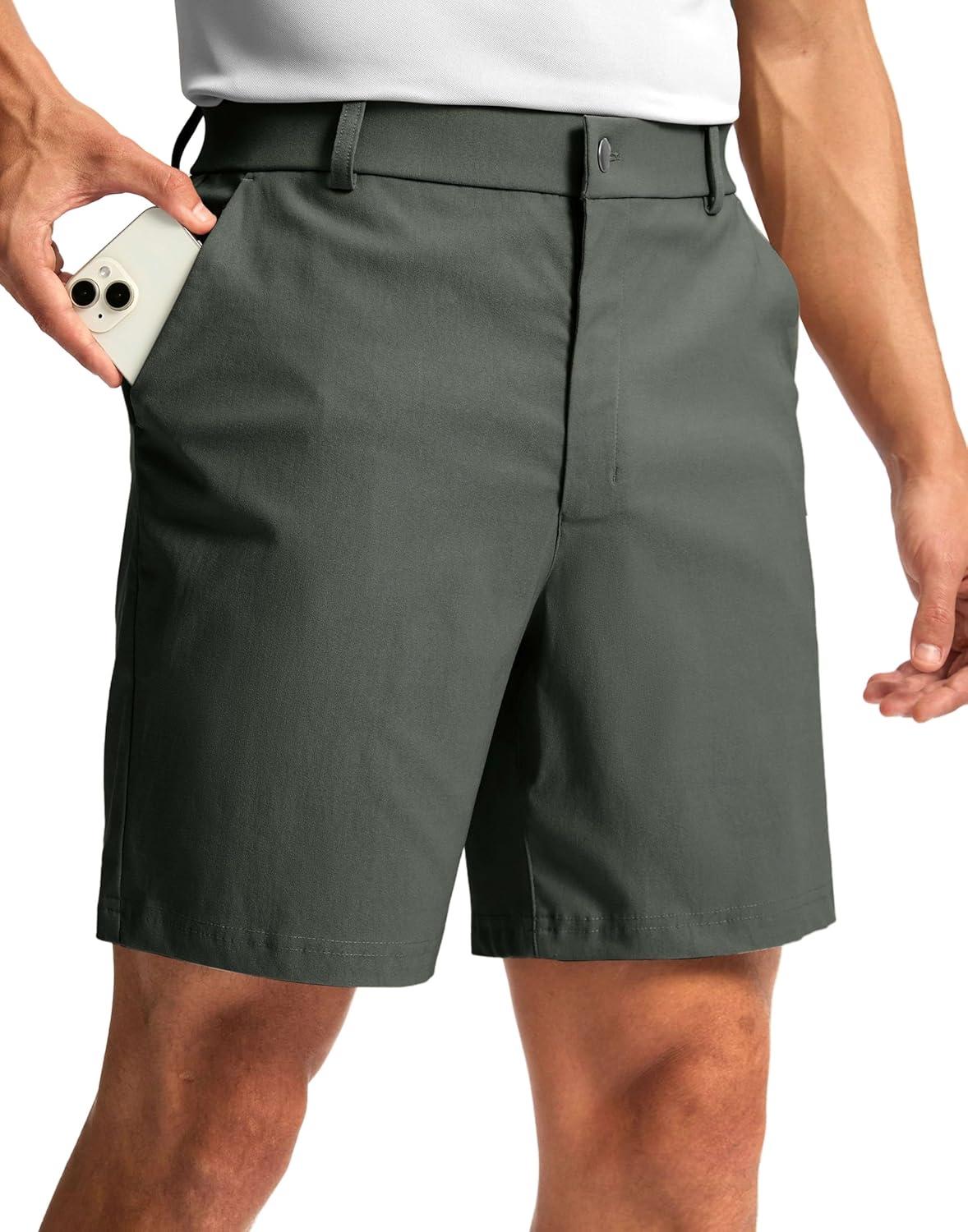imageG Gradual Mens Golf Dress Shorts 5 7 9 Stretch Casual Work Flat Front Shorts for Men with 3 Pockets Quick DrySage Green