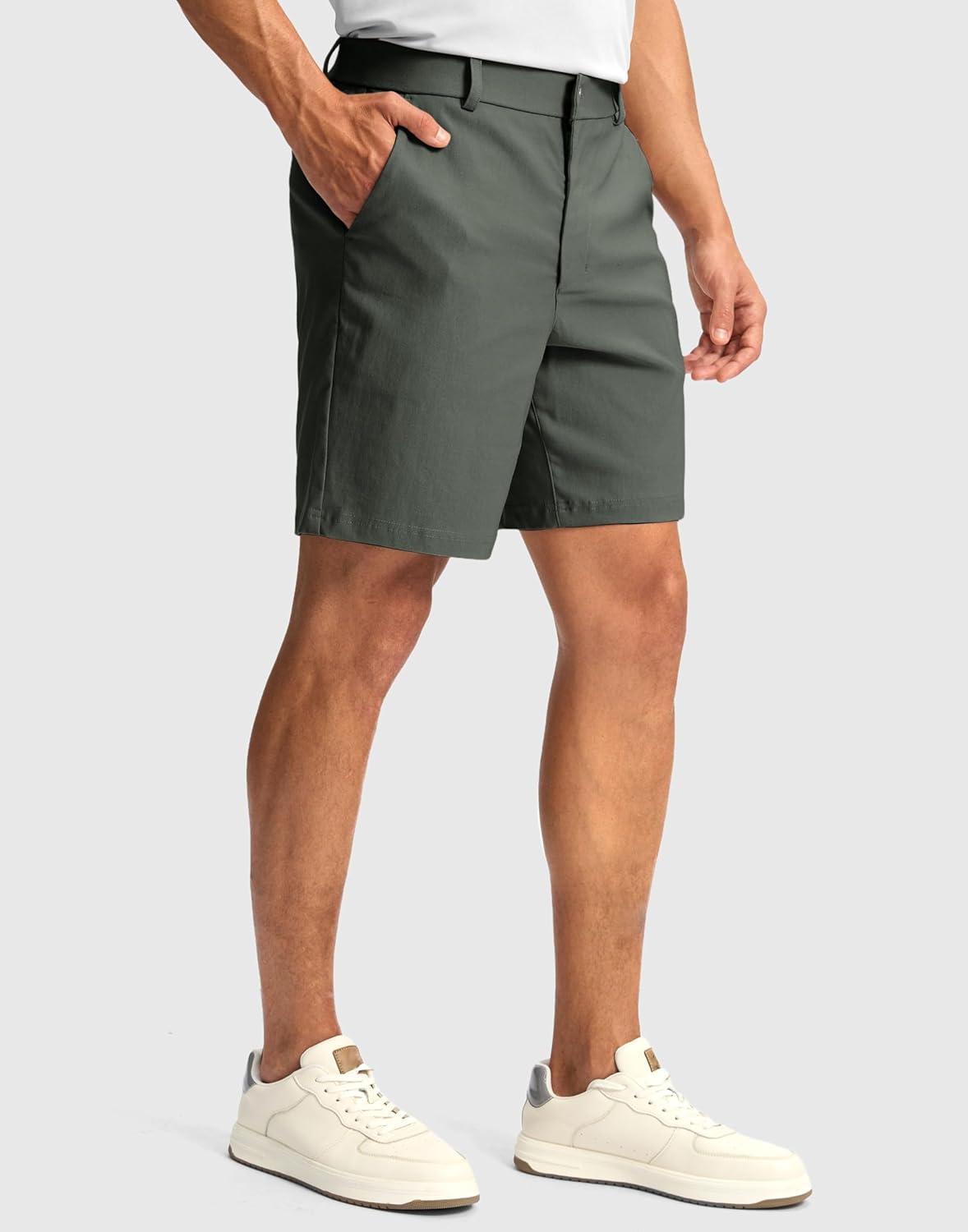 imageG Gradual Mens Golf Dress Shorts 5 7 9 Stretch Casual Work Flat Front Shorts for Men with 3 Pockets Quick DrySage Green