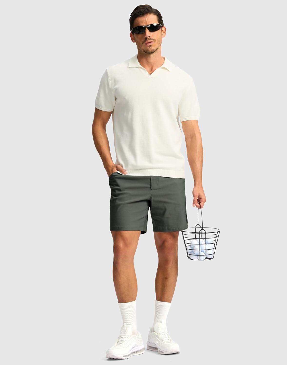 imageG Gradual Mens Golf Dress Shorts 5 7 9 Stretch Casual Work Flat Front Shorts for Men with 3 Pockets Quick DrySage Green