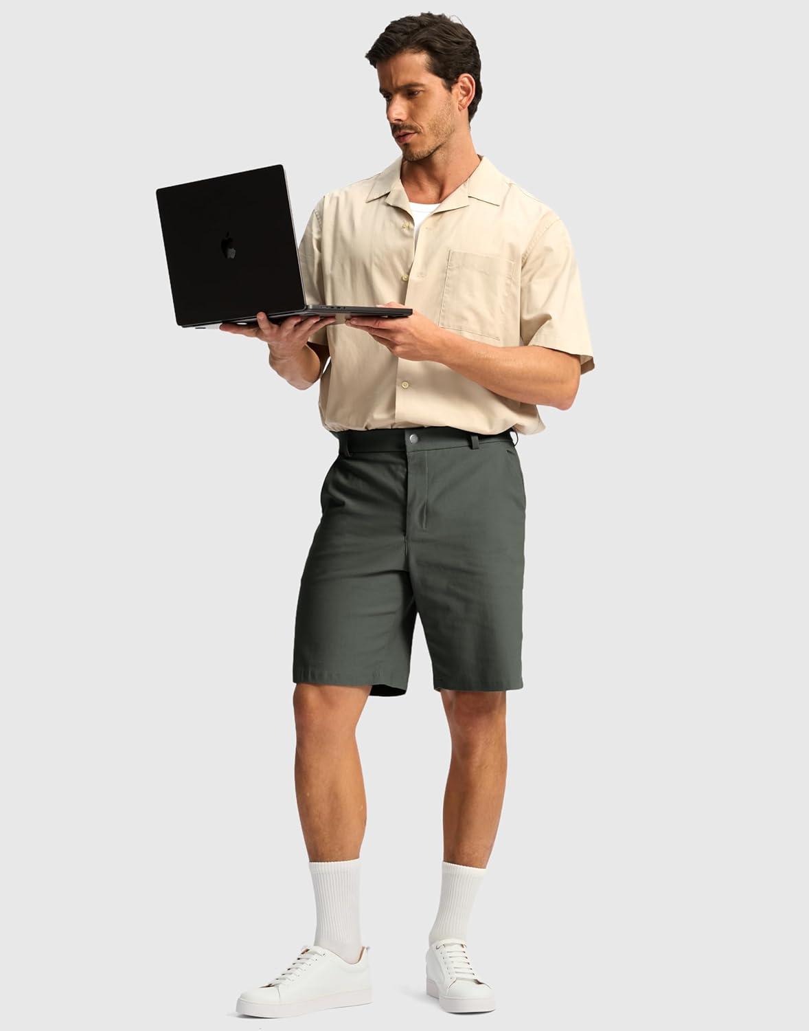 imageG Gradual Mens Golf Dress Shorts 5 7 9 Stretch Casual Work Flat Front Shorts for Men with 3 Pockets Quick DrySage Green