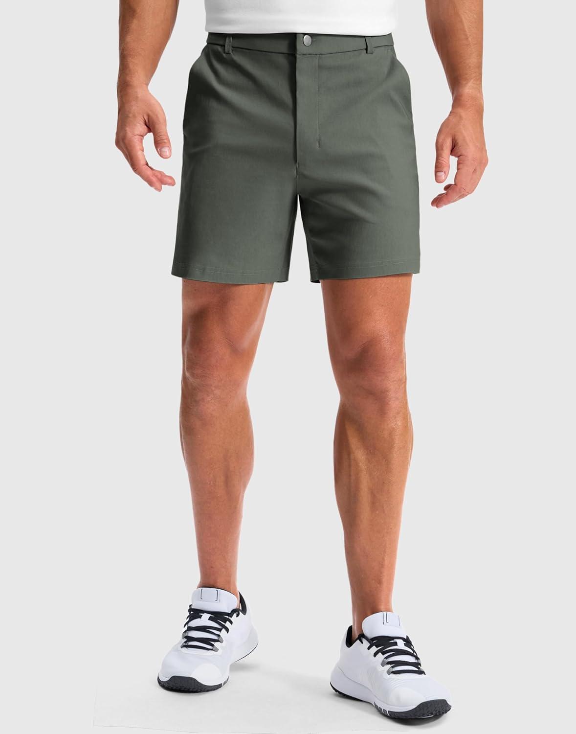 imageG Gradual Mens Golf Dress Shorts 5 7 9 Stretch Casual Work Flat Front Shorts for Men with 3 Pockets Quick DrySage Green