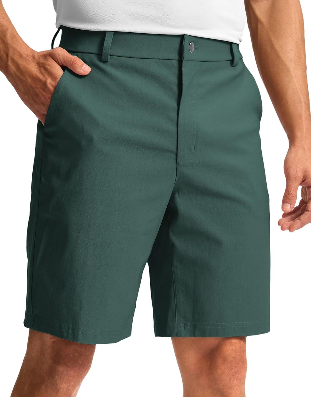 imageG Gradual Mens Golf Dress Shorts 5 7 9 Stretch Casual Work Flat Front Shorts for Men with 3 Pockets Quick DrySpruce Green