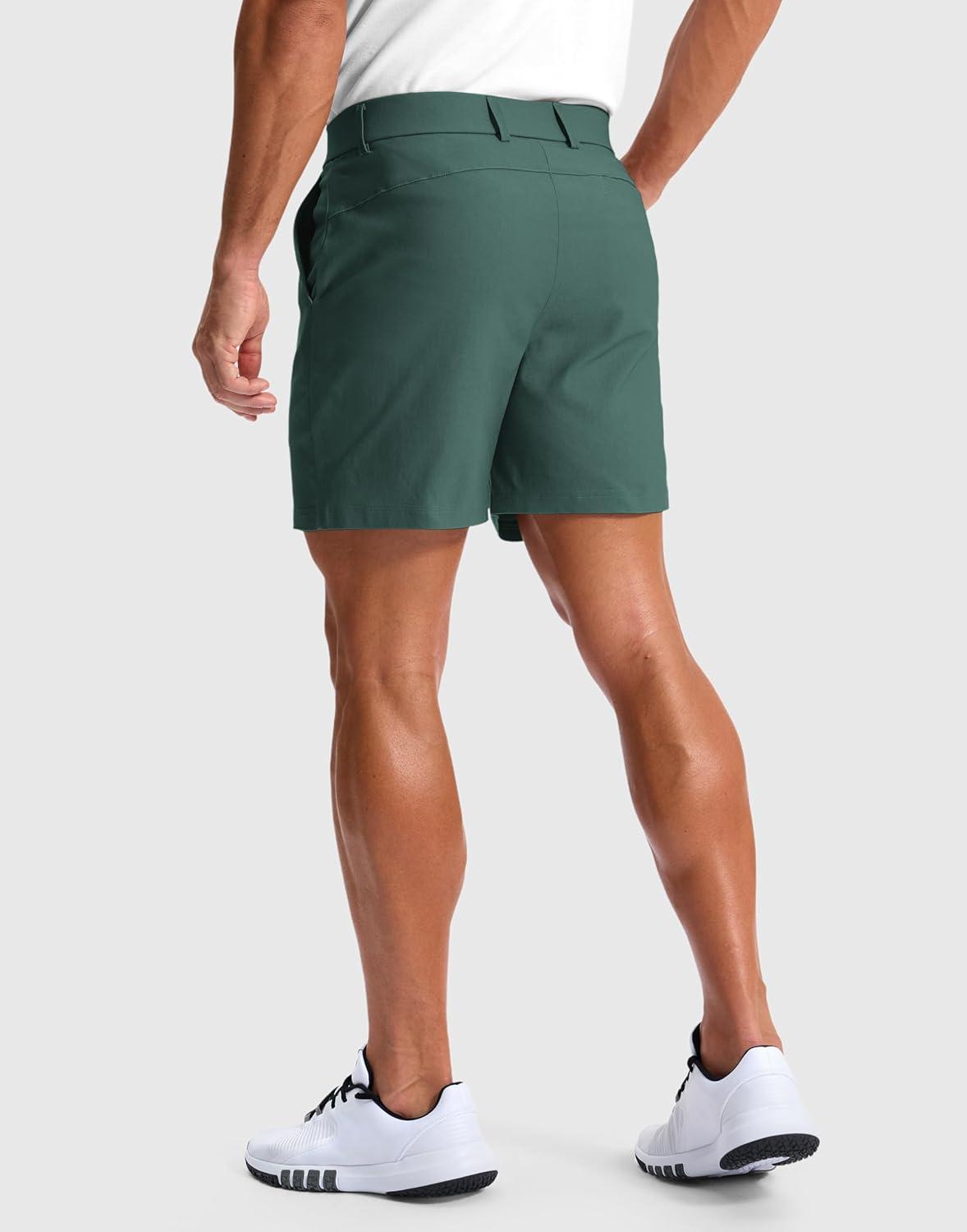 imageG Gradual Mens Golf Dress Shorts 5 7 9 Stretch Casual Work Flat Front Shorts for Men with 3 Pockets Quick DrySpruce Green
