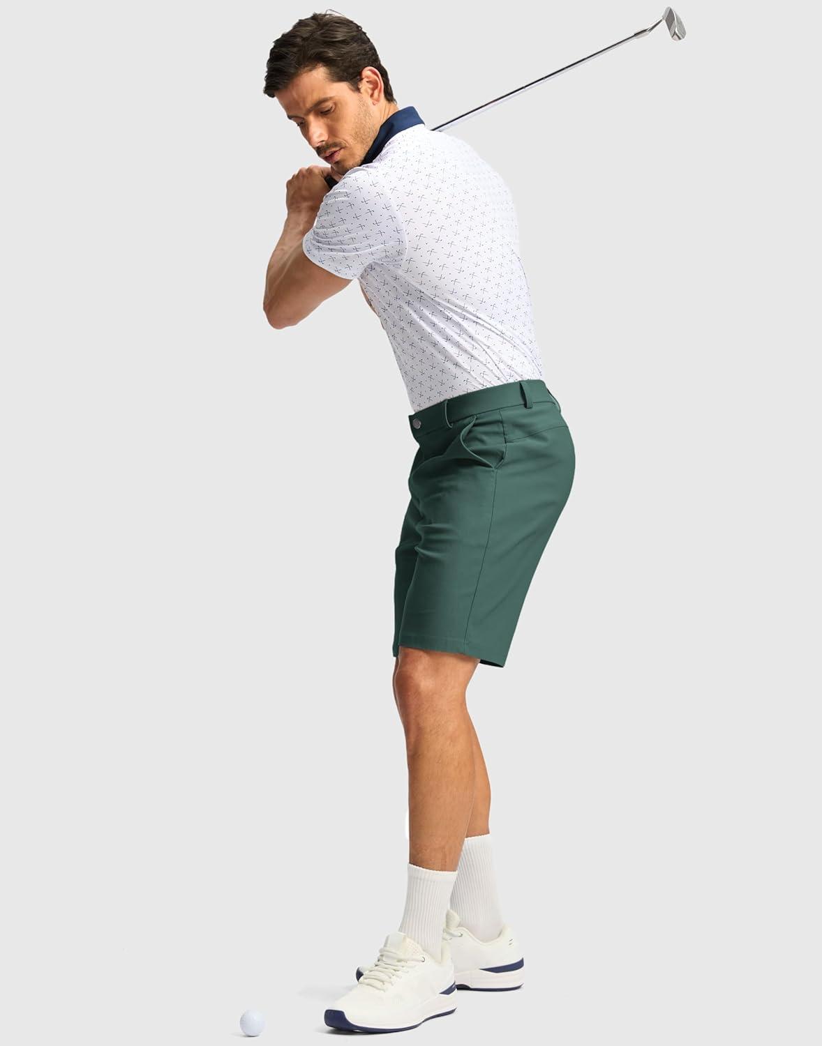 imageG Gradual Mens Golf Dress Shorts 5 7 9 Stretch Casual Work Flat Front Shorts for Men with 3 Pockets Quick DrySpruce Green