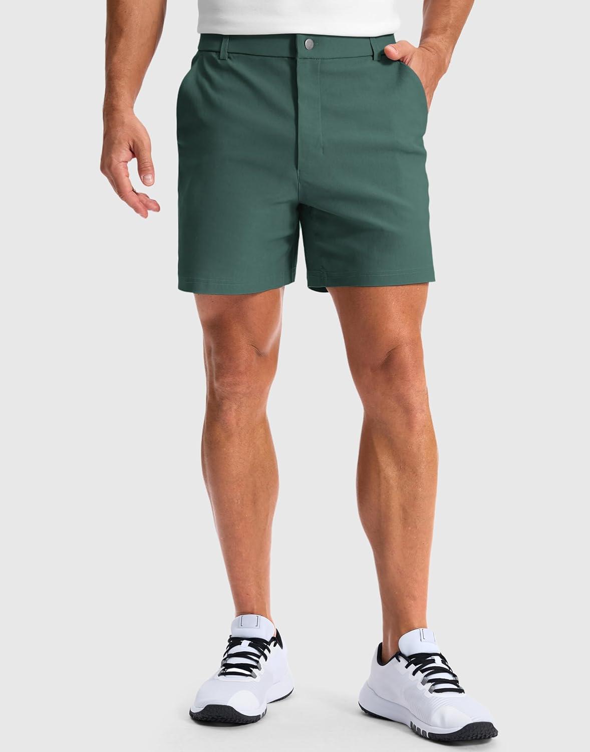imageG Gradual Mens Golf Dress Shorts 5 7 9 Stretch Casual Work Flat Front Shorts for Men with 3 Pockets Quick DrySpruce Green