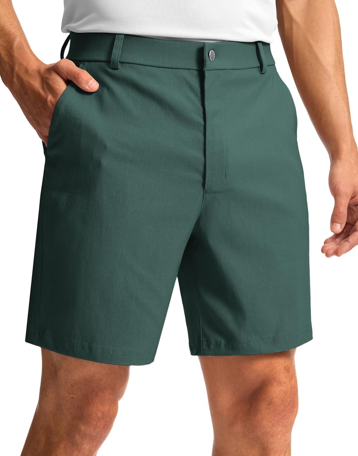 imageG Gradual Mens Golf Dress Shorts 5 7 9 Stretch Casual Work Flat Front Shorts for Men with 3 Pockets Quick DrySpruce Green