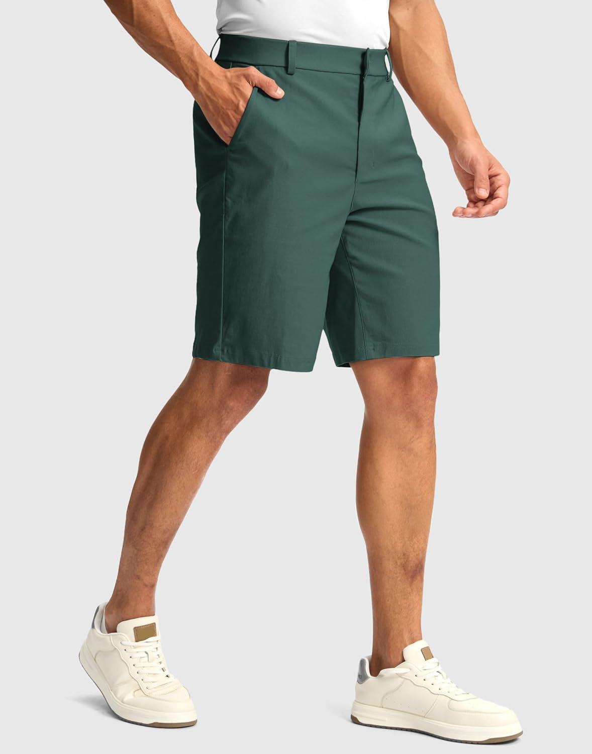 imageG Gradual Mens Golf Dress Shorts 5 7 9 Stretch Casual Work Flat Front Shorts for Men with 3 Pockets Quick DrySpruce Green