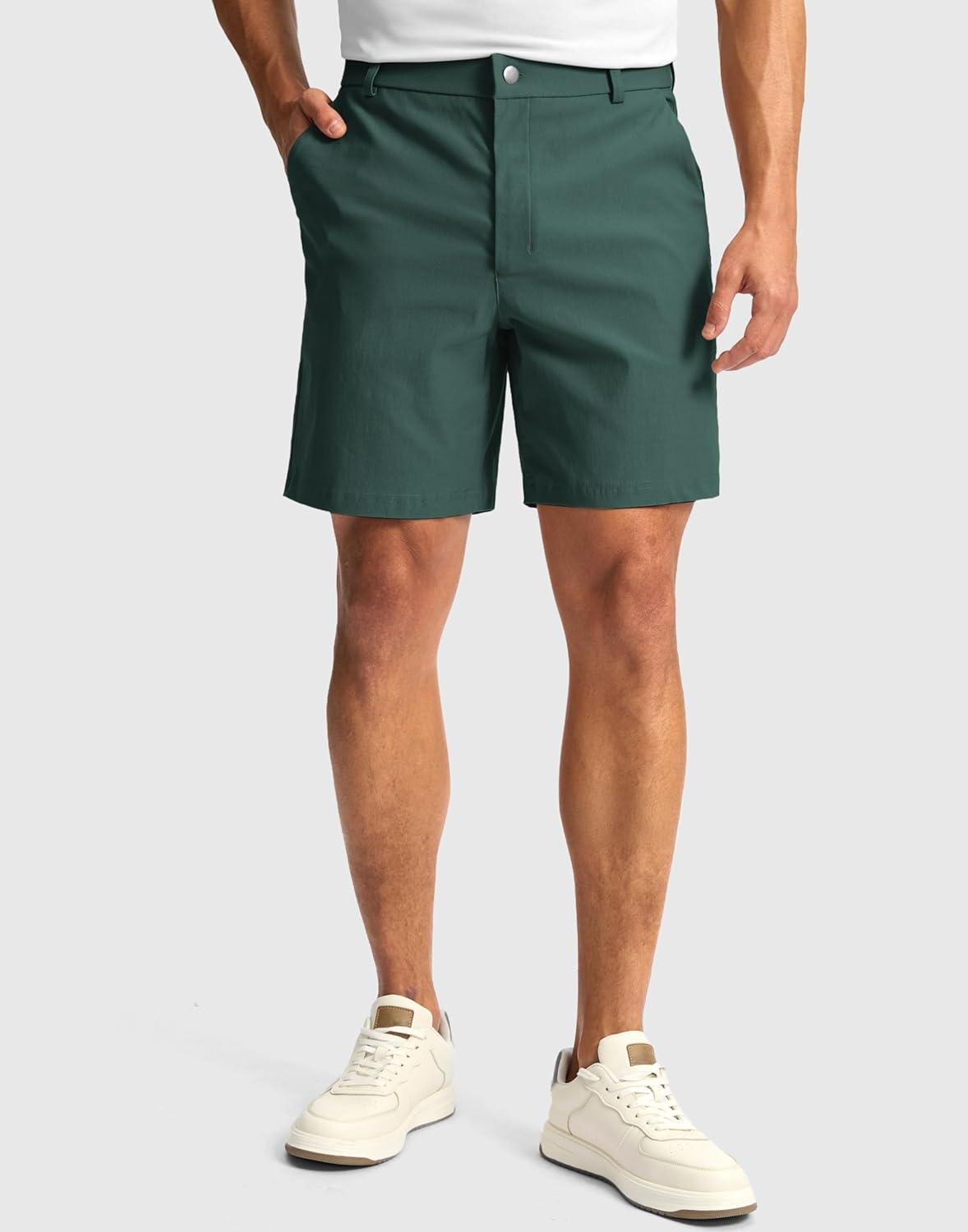imageG Gradual Mens Golf Dress Shorts 5 7 9 Stretch Casual Work Flat Front Shorts for Men with 3 Pockets Quick DrySpruce Green