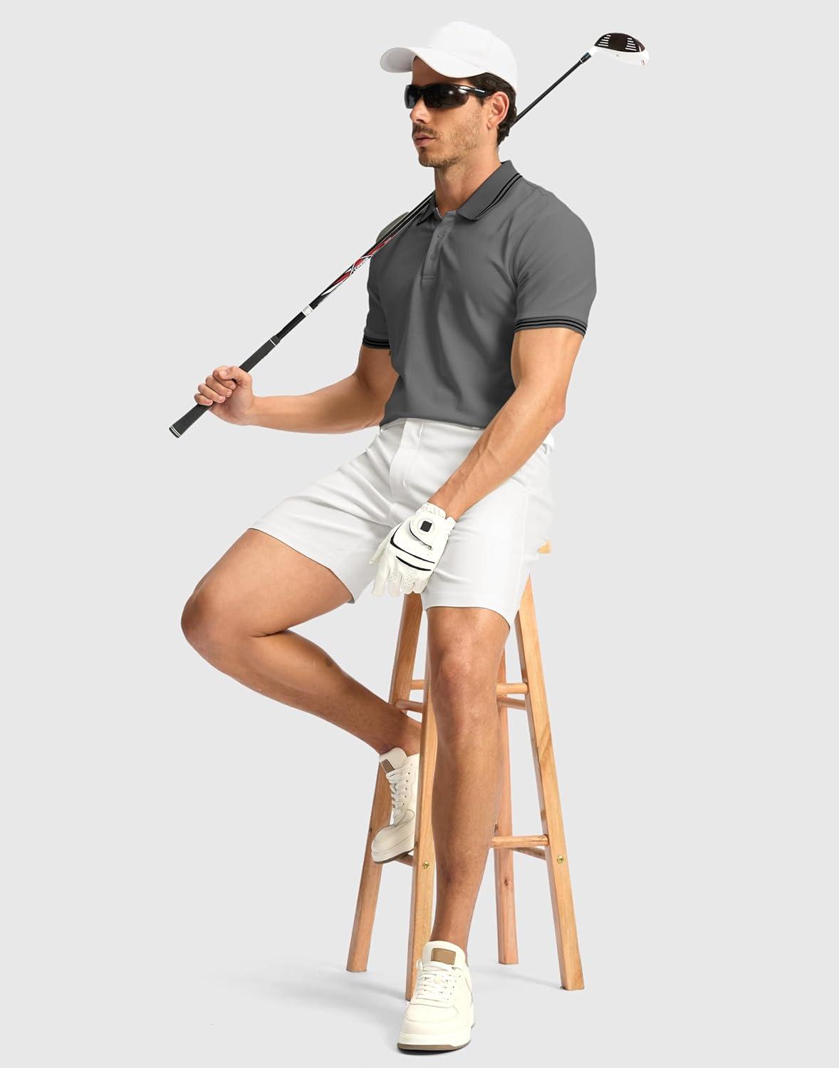 imageG Gradual Mens Golf Dress Shorts 5 7 9 Stretch Casual Work Flat Front Shorts for Men with 3 Pockets Quick DryWhite