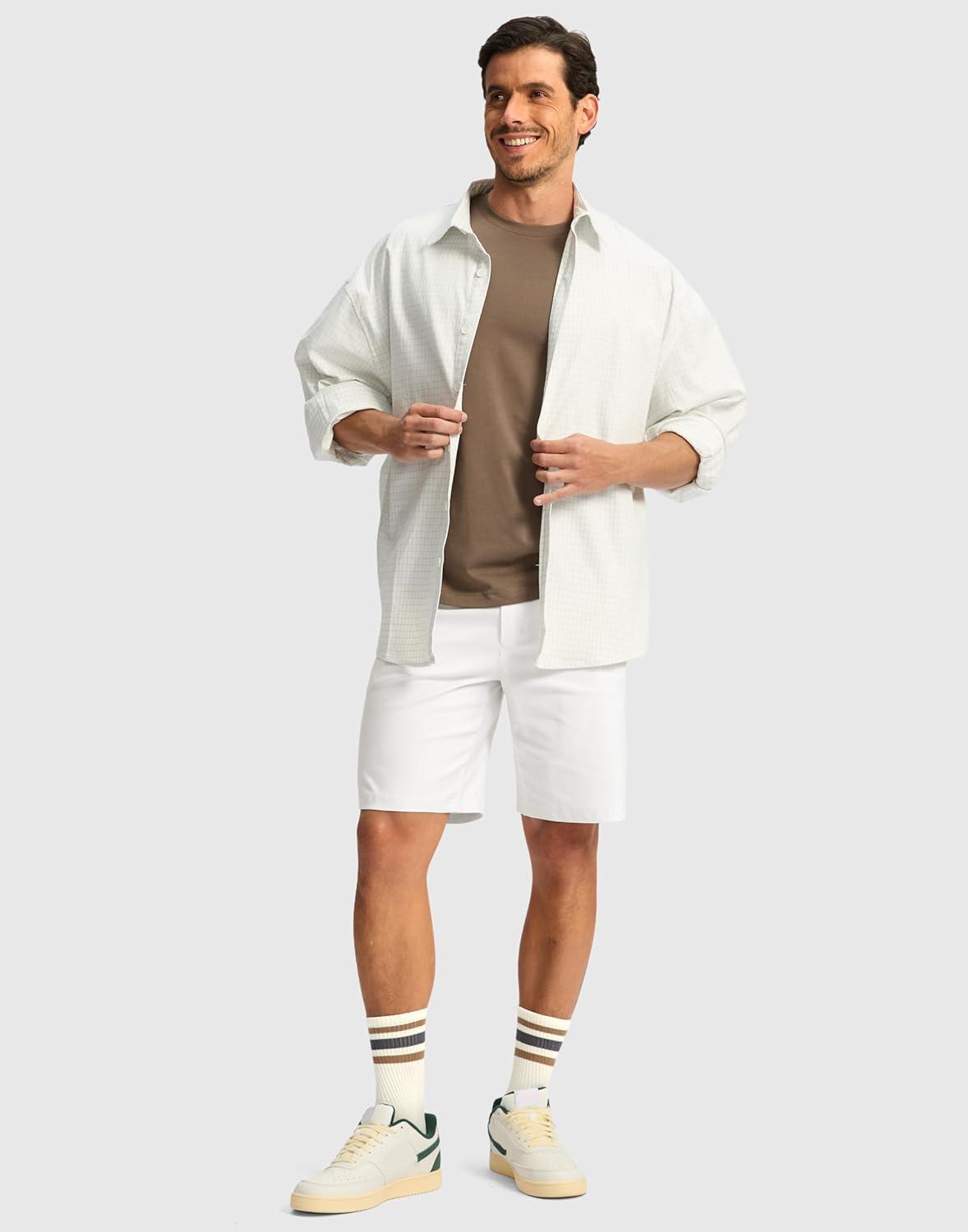 imageG Gradual Mens Golf Dress Shorts 5 7 9 Stretch Casual Work Flat Front Shorts for Men with 3 Pockets Quick DryWhite