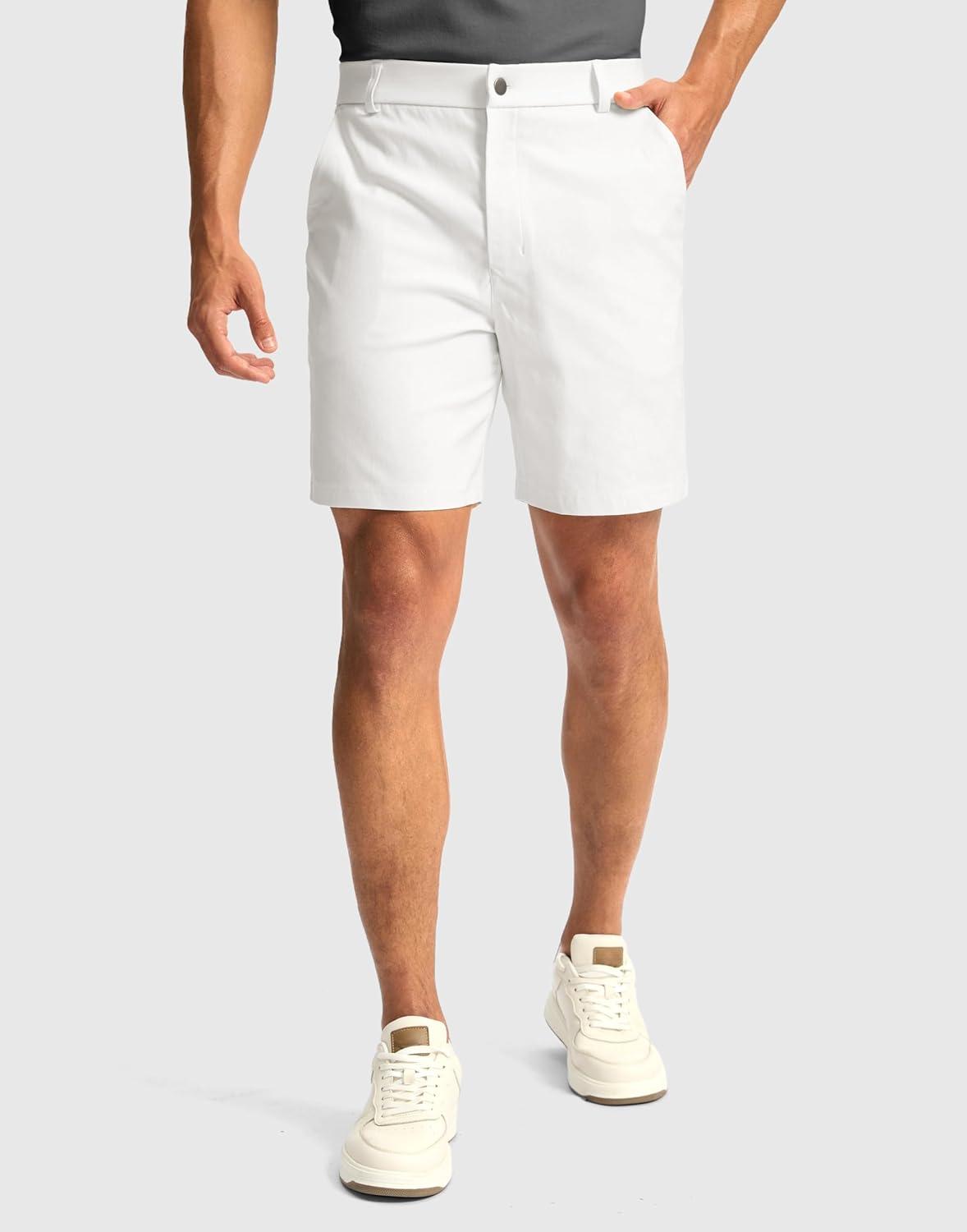 imageG Gradual Mens Golf Dress Shorts 5 7 9 Stretch Casual Work Flat Front Shorts for Men with 3 Pockets Quick DryWhite