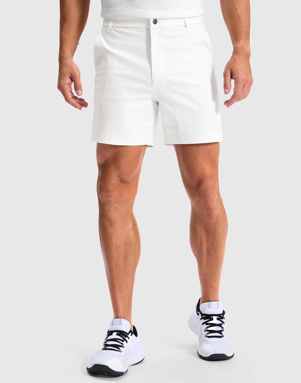 imageG Gradual Mens Golf Dress Shorts 5 7 9 Stretch Casual Work Flat Front Shorts for Men with 3 Pockets Quick DryWhite