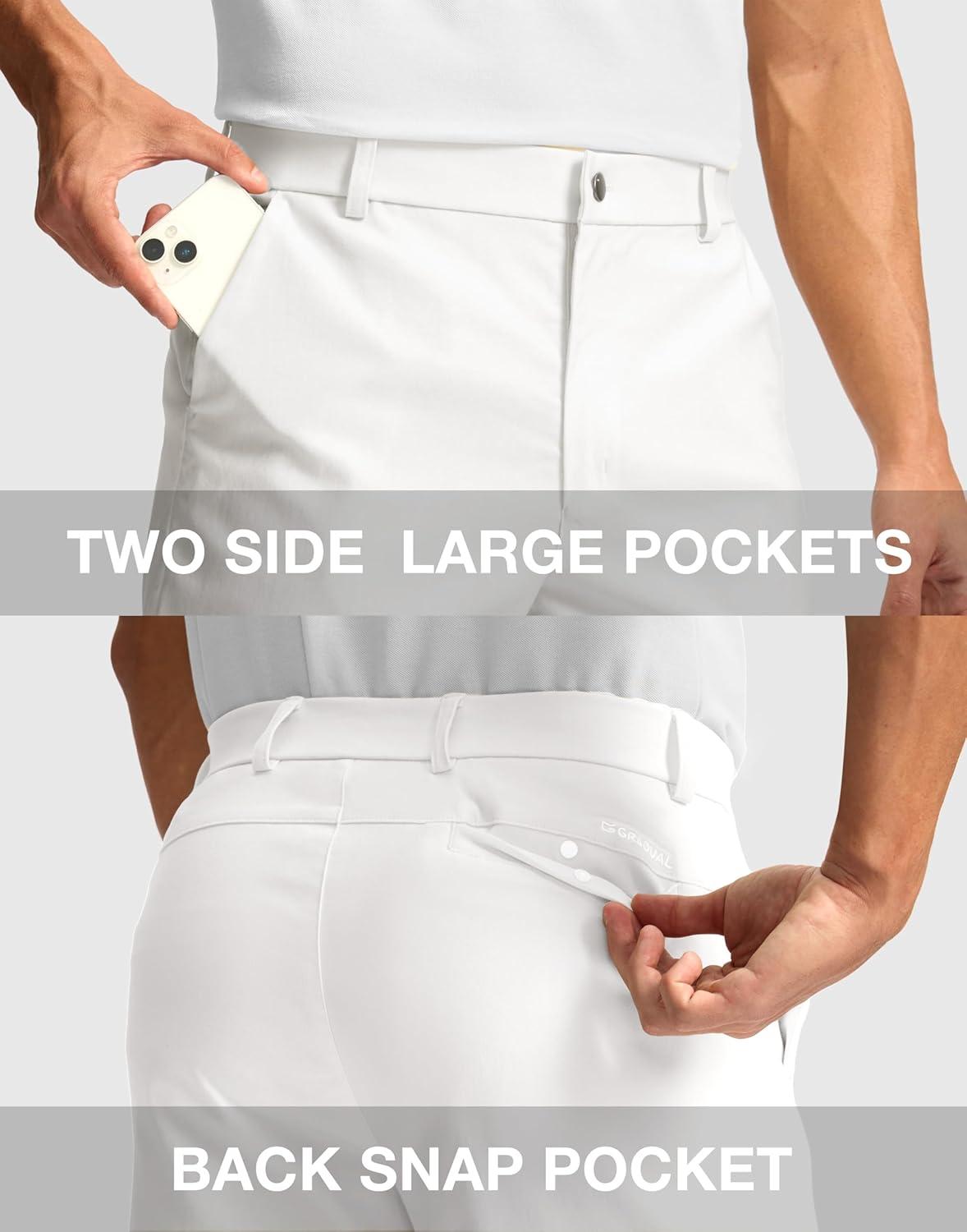 imageG Gradual Mens Golf Dress Shorts 5 7 9 Stretch Casual Work Flat Front Shorts for Men with 3 Pockets Quick DryWhite