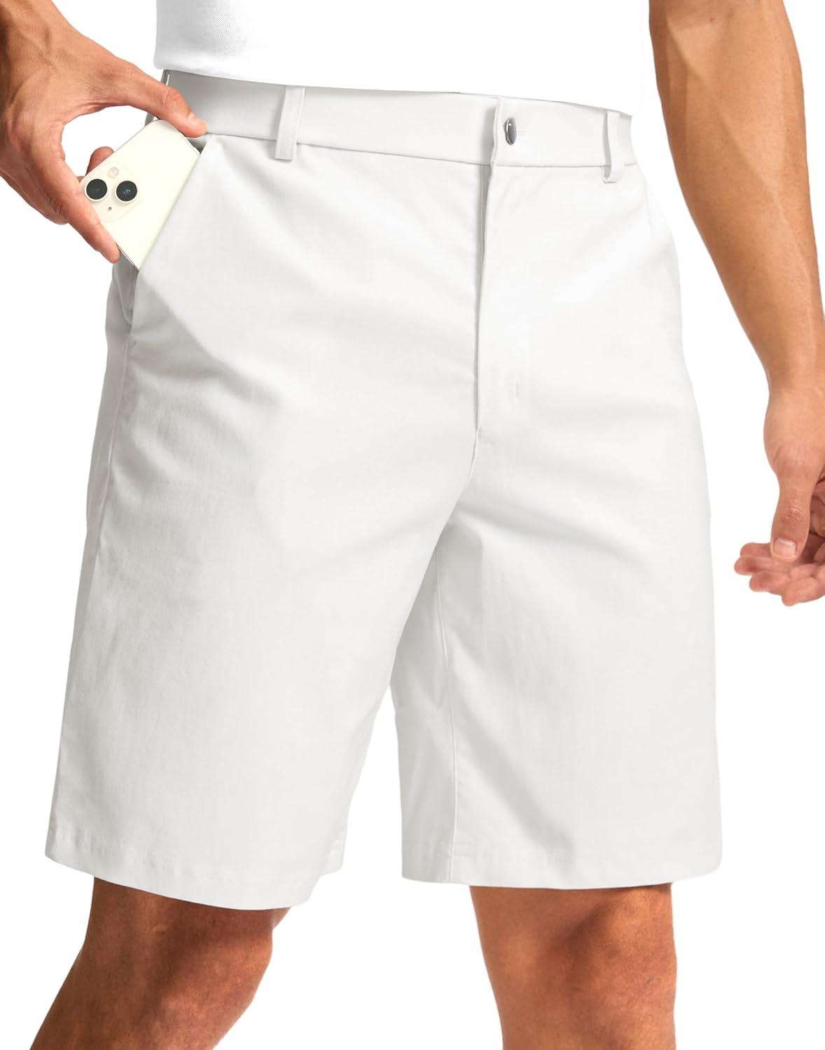 imageG Gradual Mens Golf Dress Shorts 5 7 9 Stretch Casual Work Flat Front Shorts for Men with 3 Pockets Quick DryWhite
