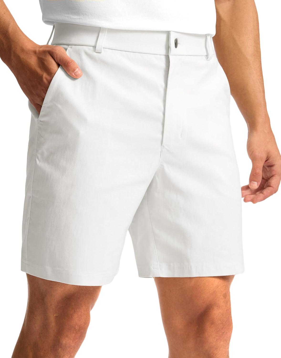 imageG Gradual Mens Golf Dress Shorts 5 7 9 Stretch Casual Work Flat Front Shorts for Men with 3 Pockets Quick DryWhite