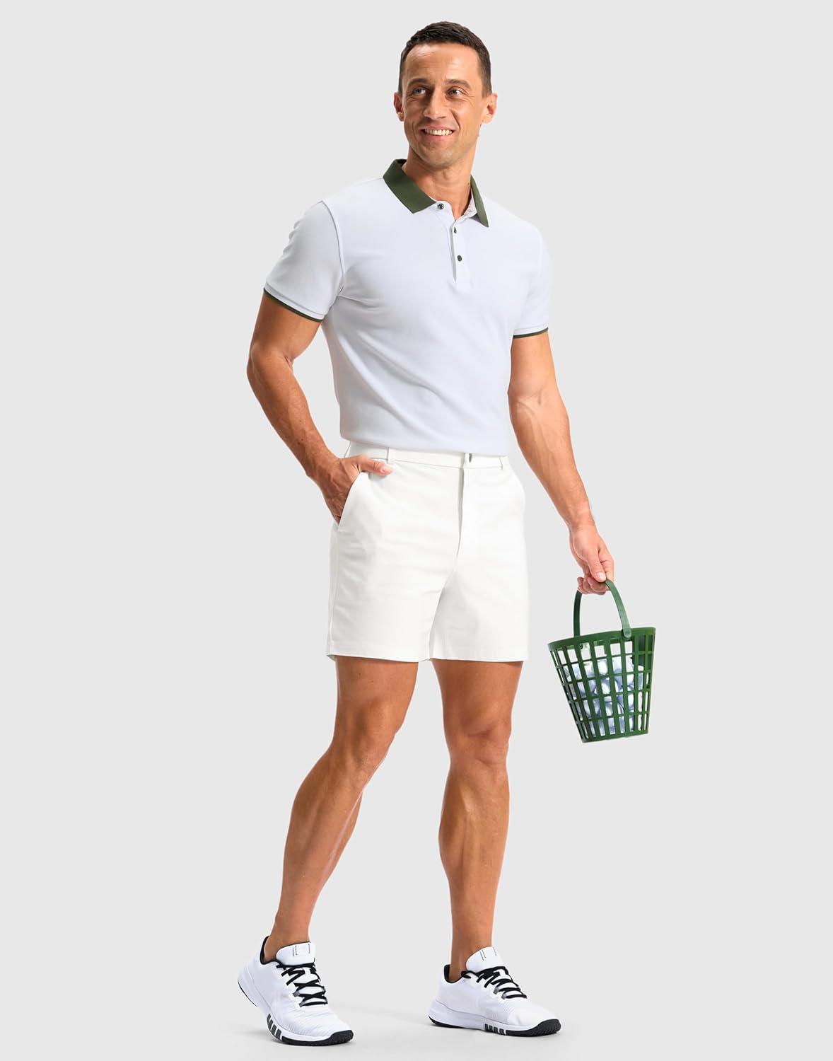 imageG Gradual Mens Golf Dress Shorts 5 7 9 Stretch Casual Work Flat Front Shorts for Men with 3 Pockets Quick DryWhite