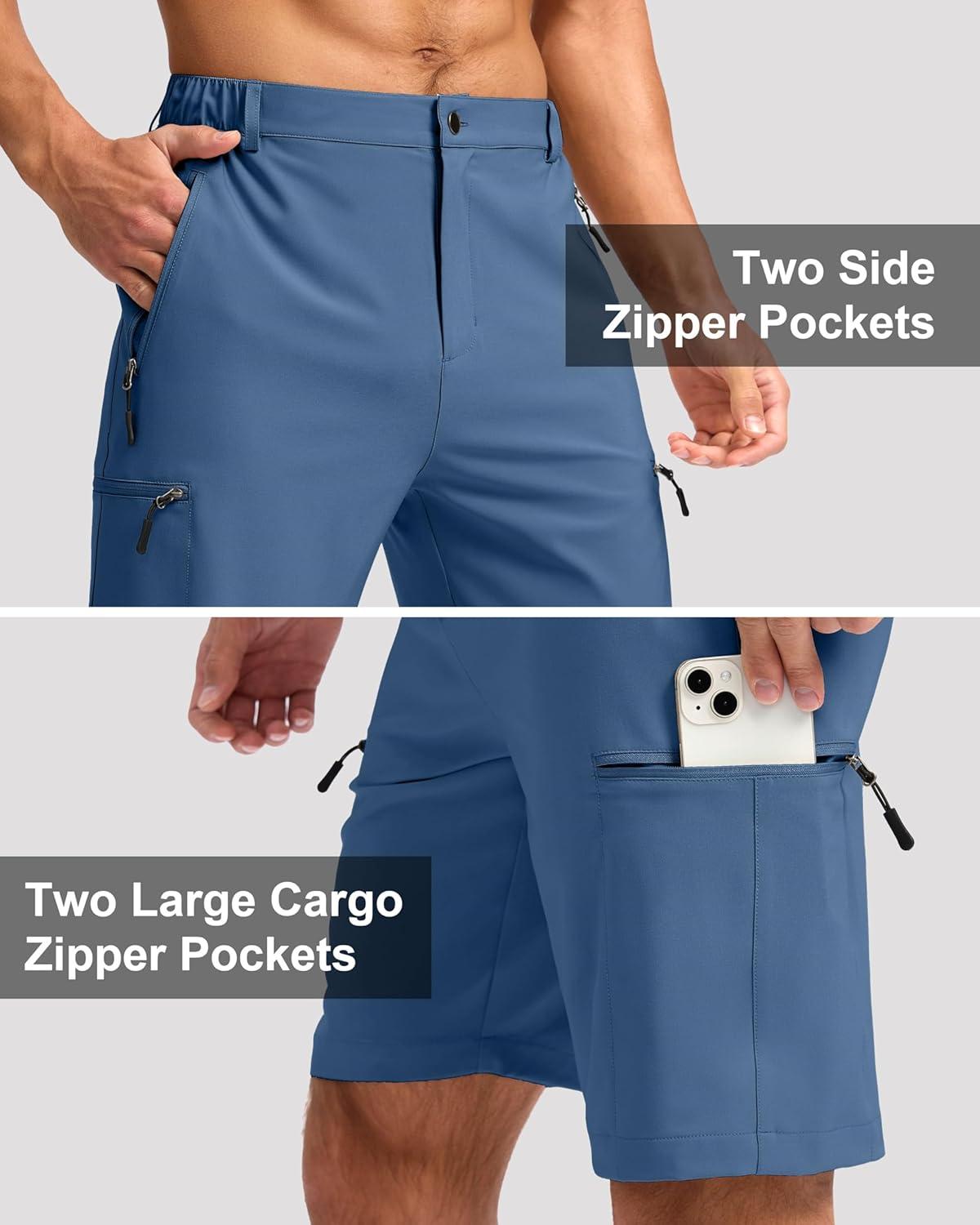 imageG Gradual Mens Hiking Cargo Shorts with 4 Zipper Pockets 9 Quick Dry Lightweight Casual Work Shorts for Men Golf FishingBlue