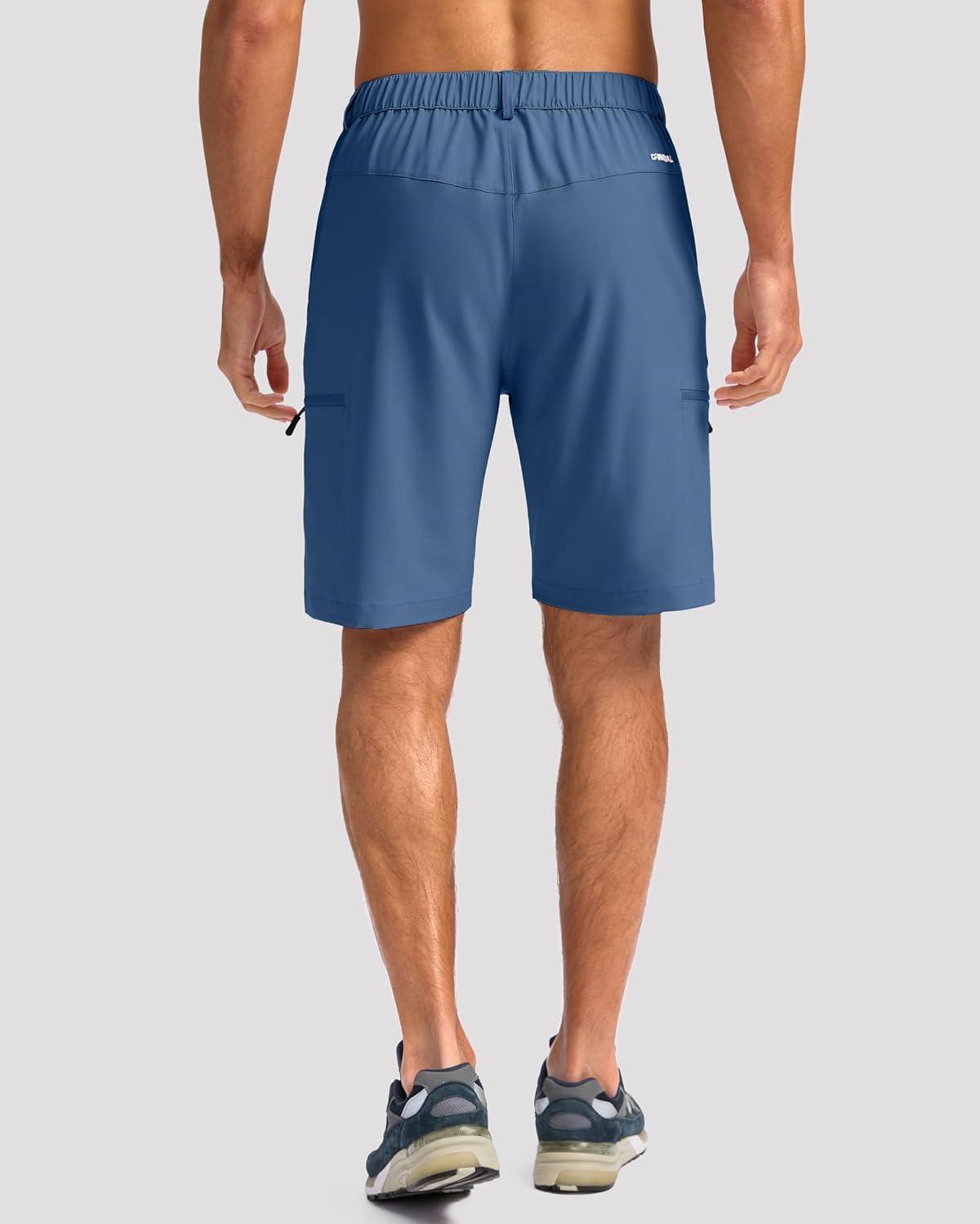 imageG Gradual Mens Hiking Cargo Shorts with 4 Zipper Pockets 9 Quick Dry Lightweight Casual Work Shorts for Men Golf FishingBlue