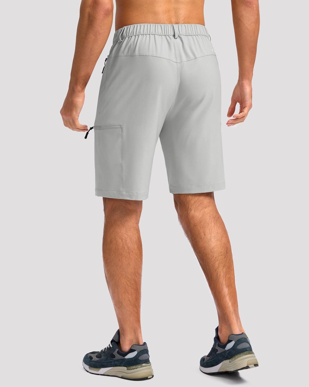 imageG Gradual Mens Hiking Cargo Shorts with 4 Zipper Pockets 9 Quick Dry Lightweight Casual Work Shorts for Men Golf FishingBright Grey
