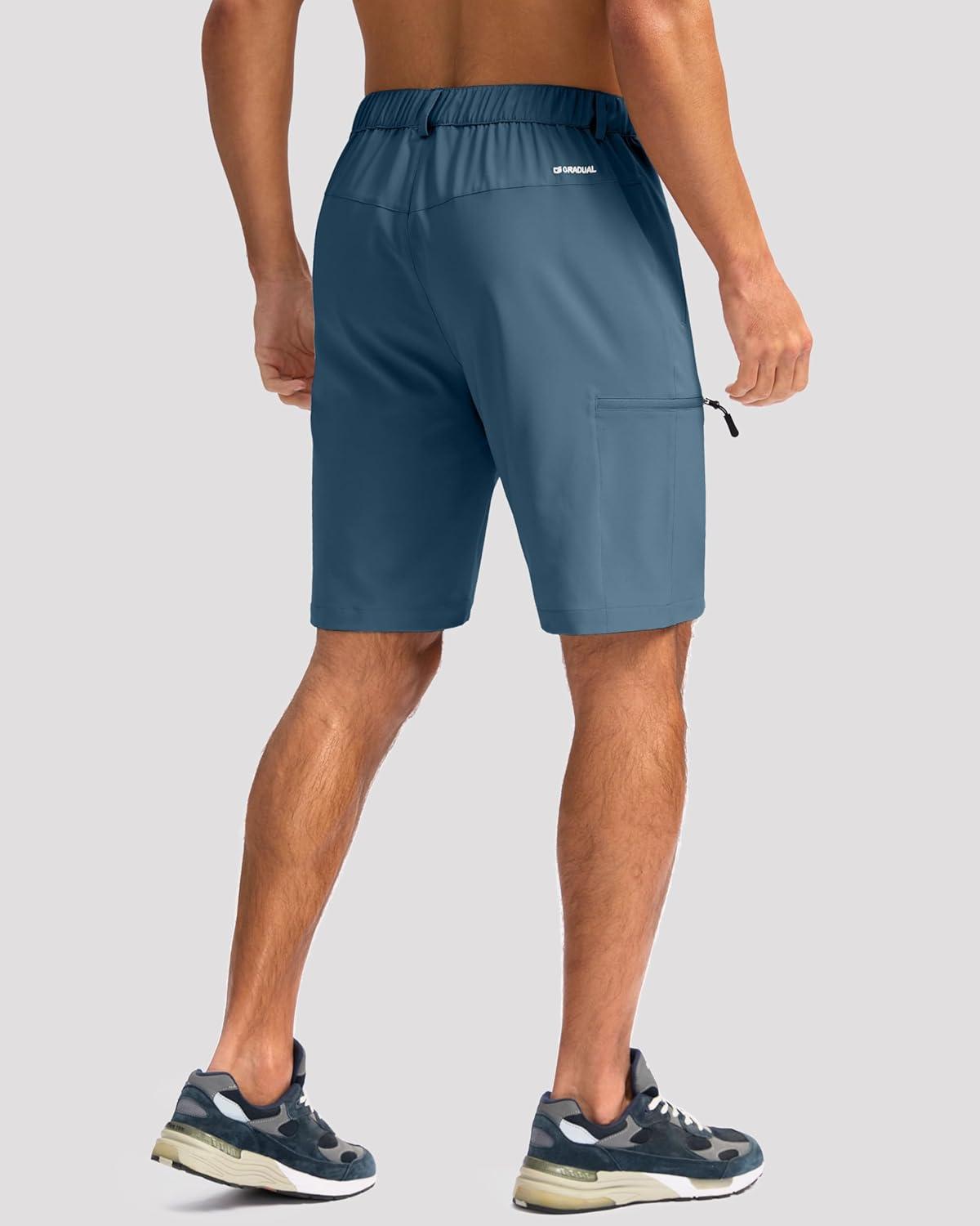 imageG Gradual Mens Hiking Cargo Shorts with 4 Zipper Pockets 9 Quick Dry Lightweight Casual Work Shorts for Men Golf FishingDark Blue