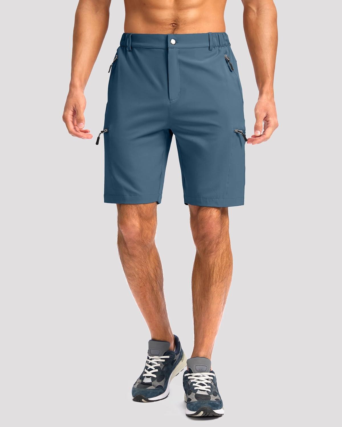 imageG Gradual Mens Hiking Cargo Shorts with 4 Zipper Pockets 9 Quick Dry Lightweight Casual Work Shorts for Men Golf FishingDark Blue