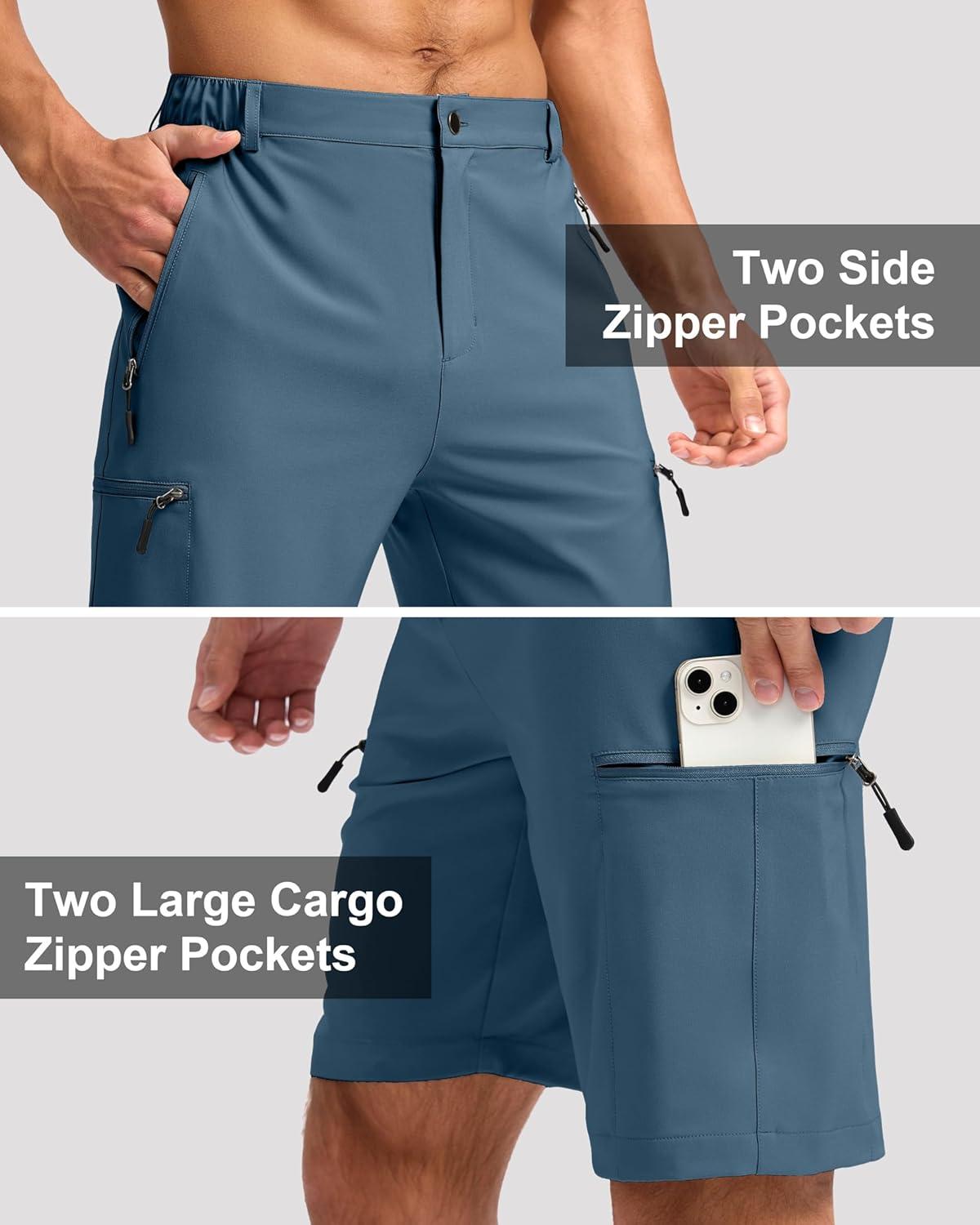 imageG Gradual Mens Hiking Cargo Shorts with 4 Zipper Pockets 9 Quick Dry Lightweight Casual Work Shorts for Men Golf FishingDark Blue