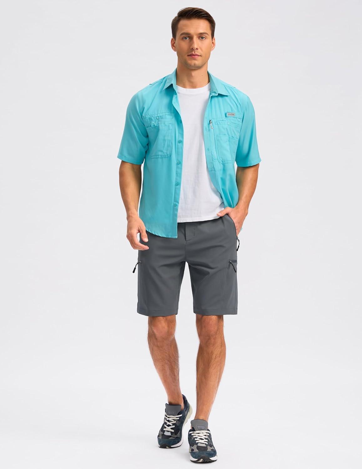 imageG Gradual Mens Hiking Cargo Shorts with 4 Zipper Pockets 9 Quick Dry Lightweight Casual Work Shorts for Men Golf FishingDeep Grey