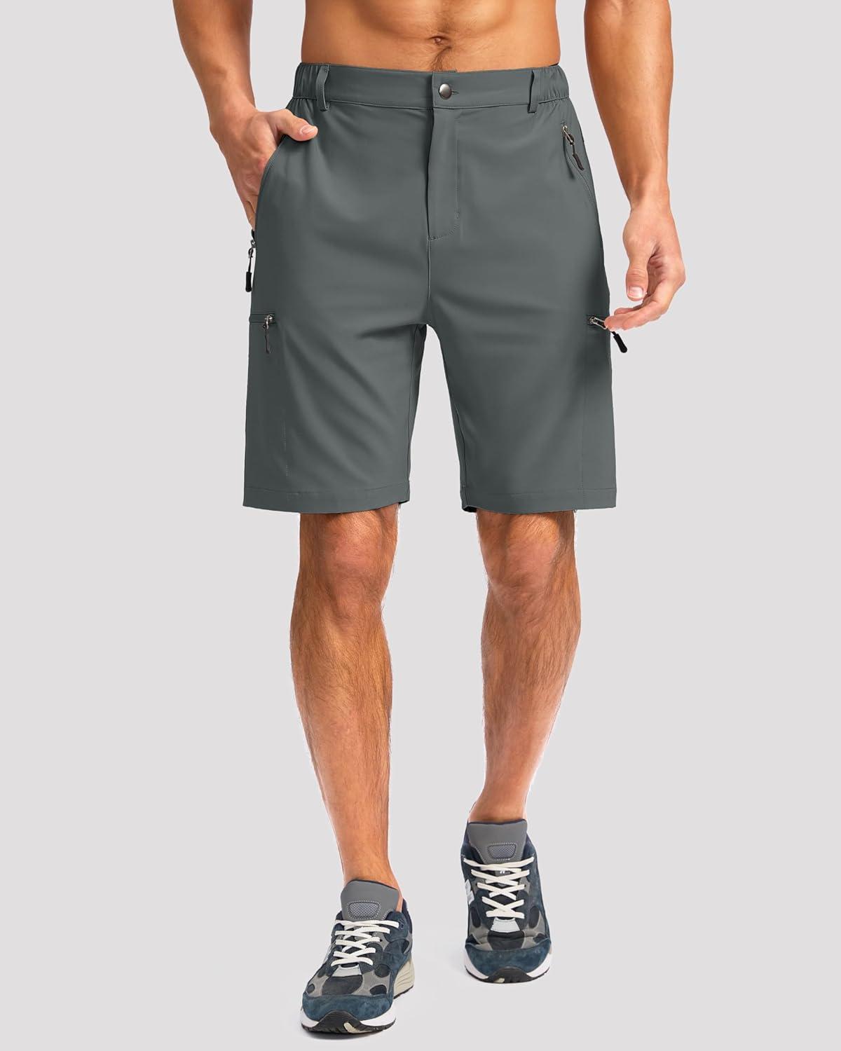 imageG Gradual Mens Hiking Cargo Shorts with 4 Zipper Pockets 9 Quick Dry Lightweight Casual Work Shorts for Men Golf FishingDeep Grey