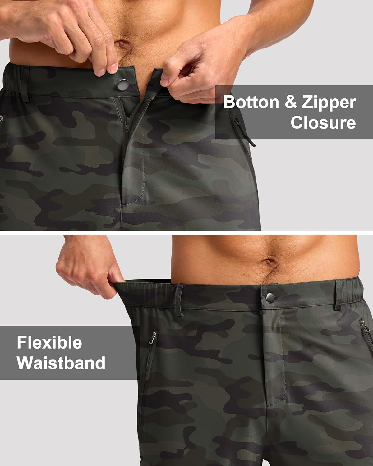 imageG Gradual Mens Hiking Cargo Shorts with 4 Zipper Pockets 9 Quick Dry Lightweight Casual Work Shorts for Men Golf FishingGreen Camo