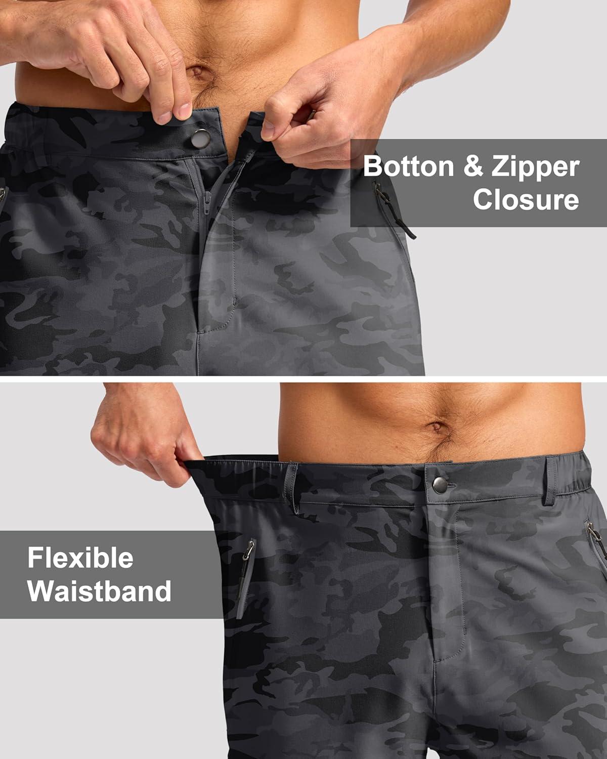 imageG Gradual Mens Hiking Cargo Shorts with 4 Zipper Pockets 9 Quick Dry Lightweight Casual Work Shorts for Men Golf FishingGrey Camo