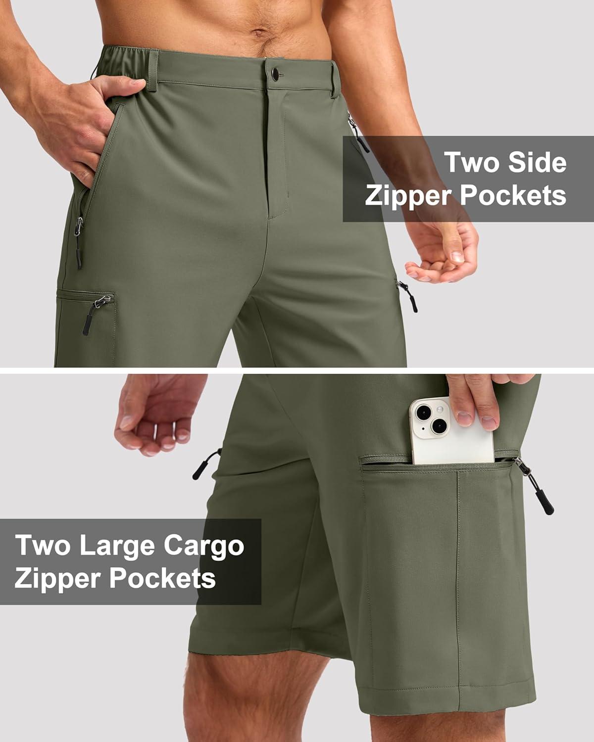 imageG Gradual Mens Hiking Cargo Shorts with 4 Zipper Pockets 9 Quick Dry Lightweight Casual Work Shorts for Men Golf FishingGrey Sage