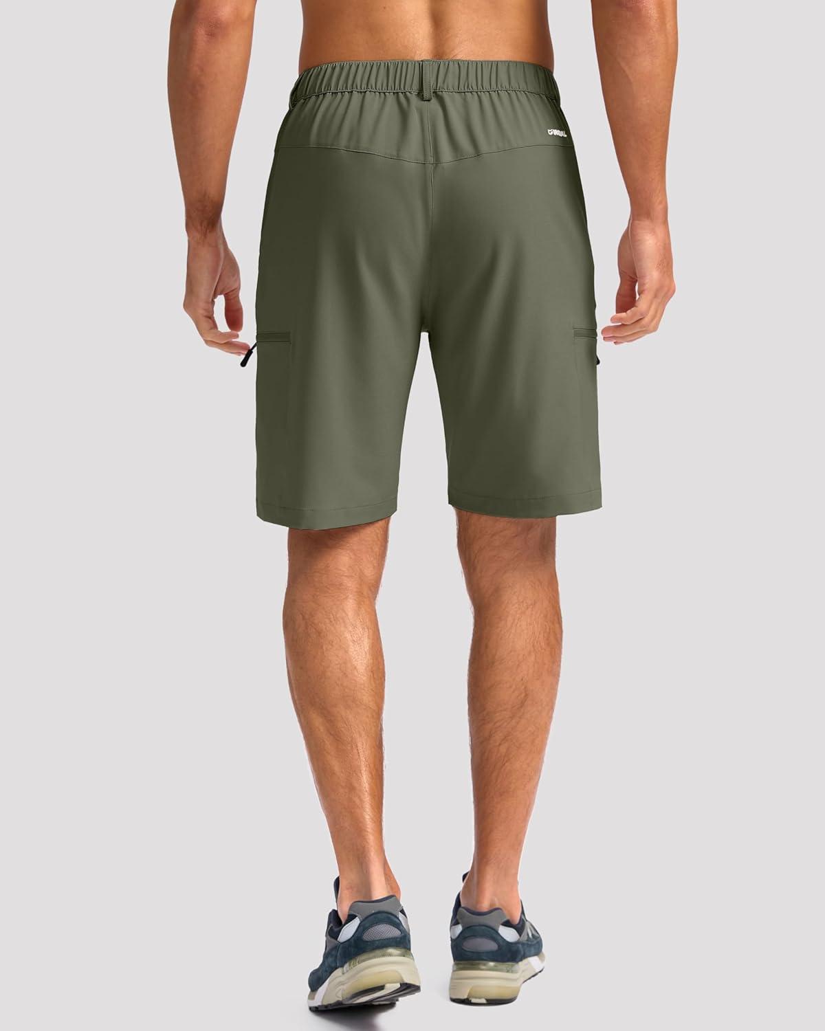 imageG Gradual Mens Hiking Cargo Shorts with 4 Zipper Pockets 9 Quick Dry Lightweight Casual Work Shorts for Men Golf FishingGrey Sage