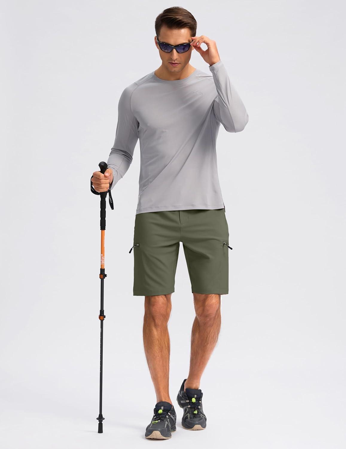 imageG Gradual Mens Hiking Cargo Shorts with 4 Zipper Pockets 9 Quick Dry Lightweight Casual Work Shorts for Men Golf FishingGrey Sage