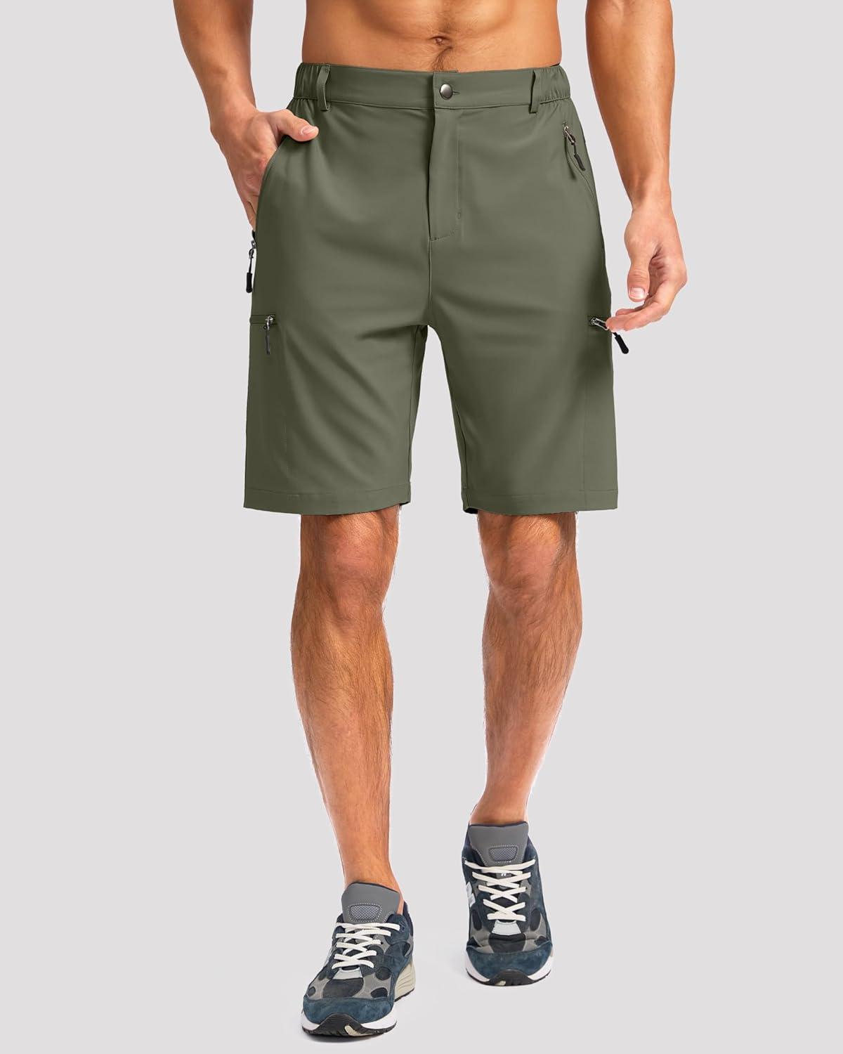 imageG Gradual Mens Hiking Cargo Shorts with 4 Zipper Pockets 9 Quick Dry Lightweight Casual Work Shorts for Men Golf FishingGrey Sage