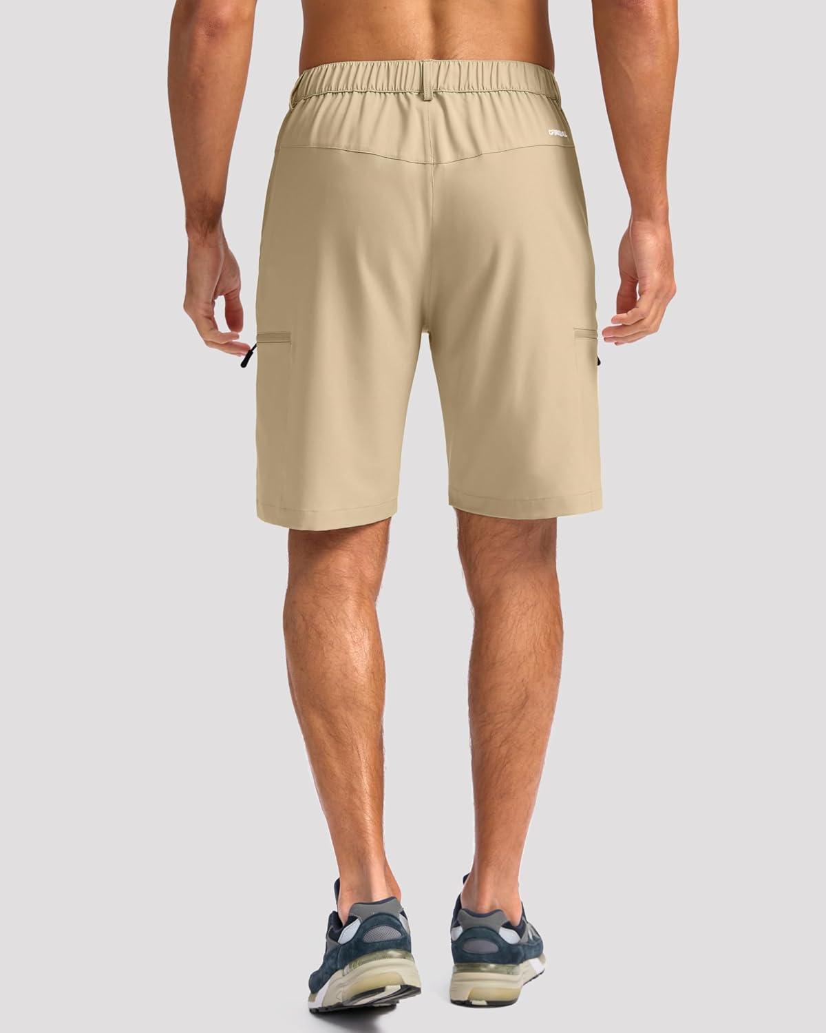 imageG Gradual Mens Hiking Cargo Shorts with 4 Zipper Pockets 9 Quick Dry Lightweight Casual Work Shorts for Men Golf FishingKhaki