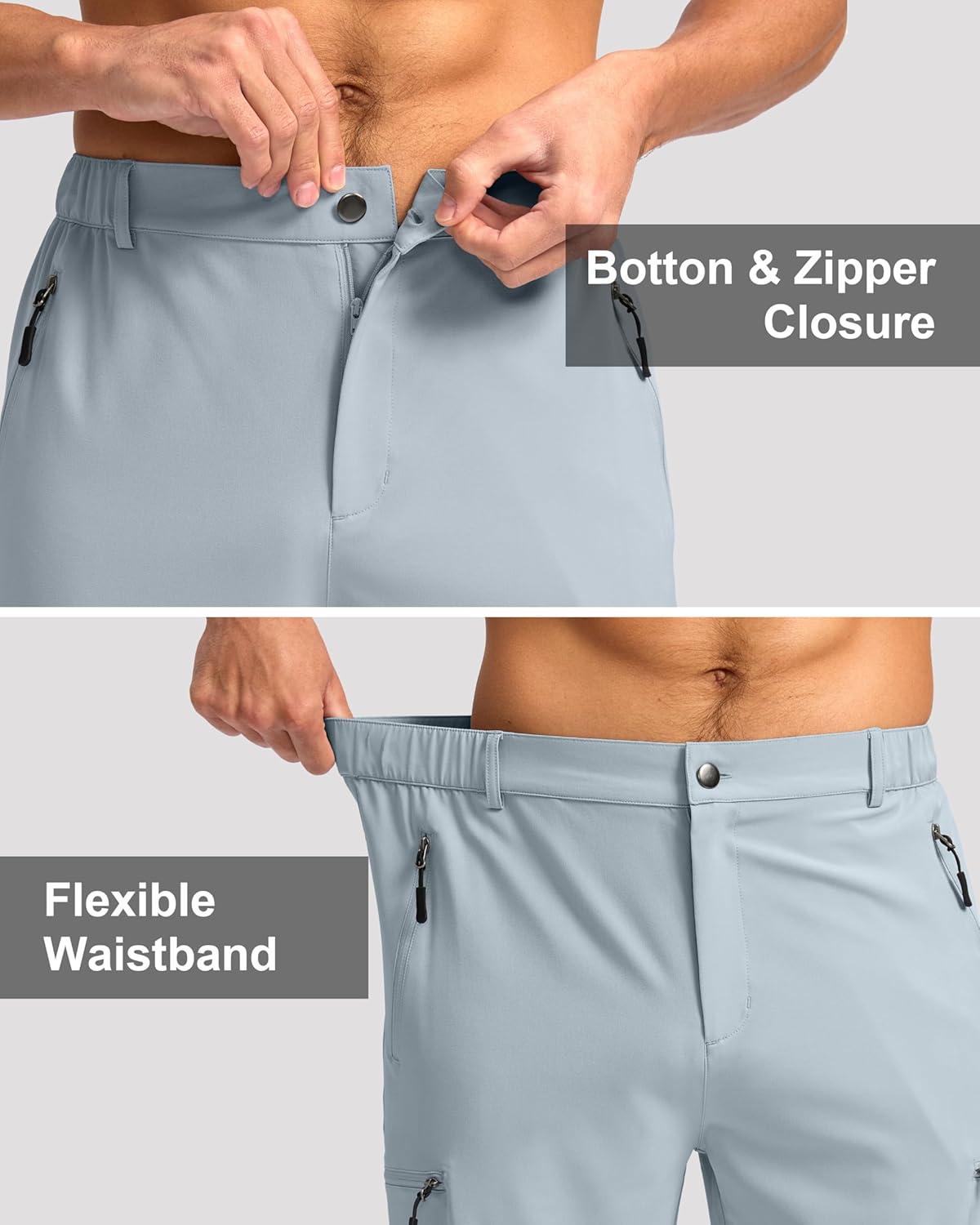 imageG Gradual Mens Hiking Cargo Shorts with 4 Zipper Pockets 9 Quick Dry Lightweight Casual Work Shorts for Men Golf FishingLight Grey