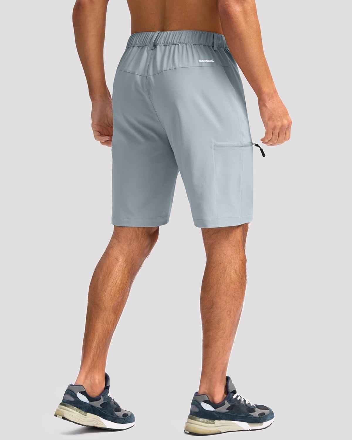 imageG Gradual Mens Hiking Cargo Shorts with 4 Zipper Pockets 9 Quick Dry Lightweight Casual Work Shorts for Men Golf FishingLight Grey