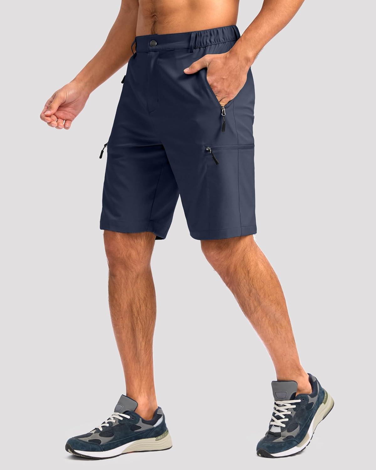 imageG Gradual Mens Hiking Cargo Shorts with 4 Zipper Pockets 9 Quick Dry Lightweight Casual Work Shorts for Men Golf FishingNavy