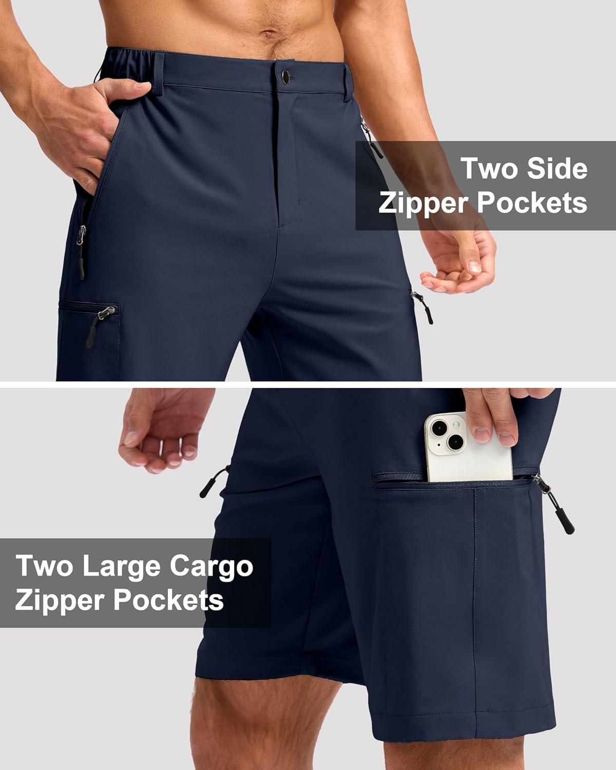 imageG Gradual Mens Hiking Cargo Shorts with 4 Zipper Pockets 9 Quick Dry Lightweight Casual Work Shorts for Men Golf FishingNavy