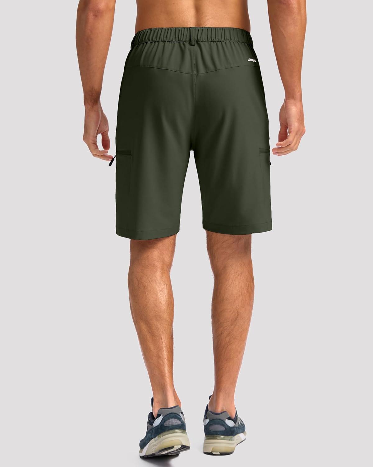 imageG Gradual Mens Hiking Cargo Shorts with 4 Zipper Pockets 9 Quick Dry Lightweight Casual Work Shorts for Men Golf FishingOarmy Green