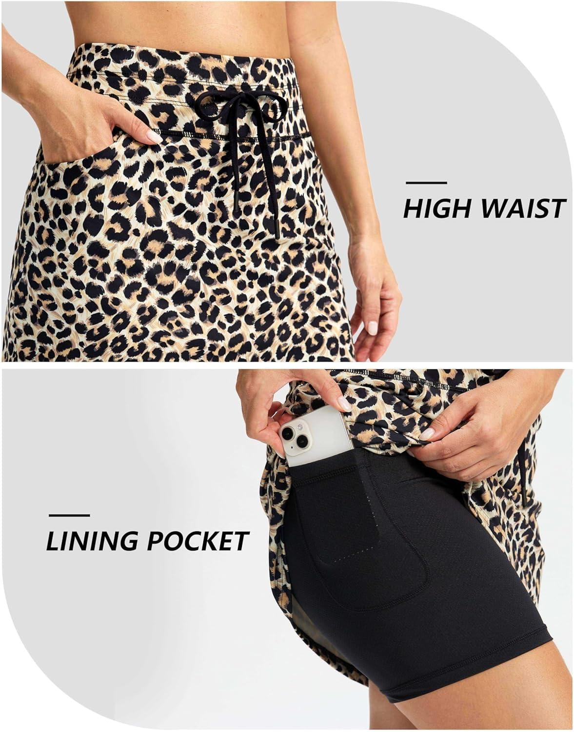 imageG Gradual Womens 18 Golf Skorts Skirts with 3 Pockets High Waisted Athletic Skorts for Women Stretchy Tennis SkirtsLeopard